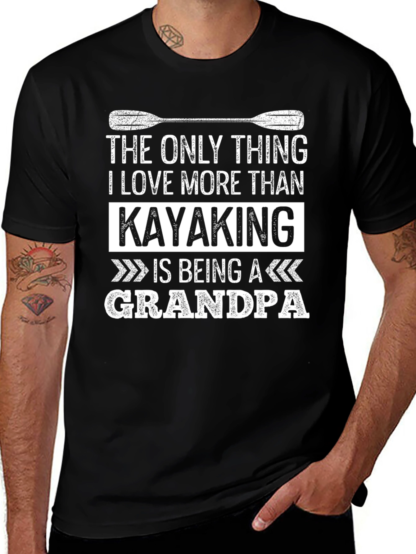 Kayaking Grandpa Graphic Tee - Black