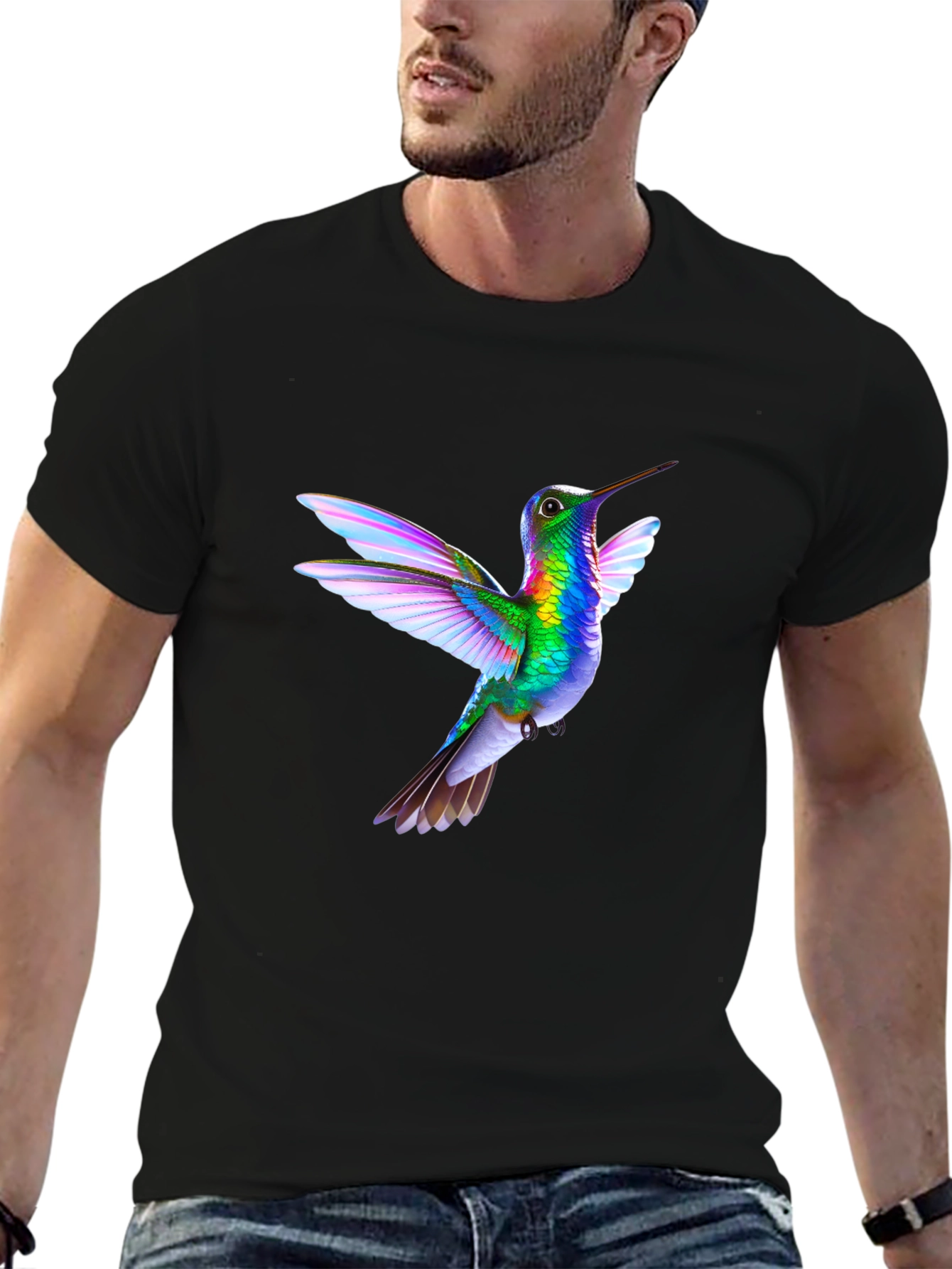 Hummingbird Graphic T-Shirt - Black Casual Tee