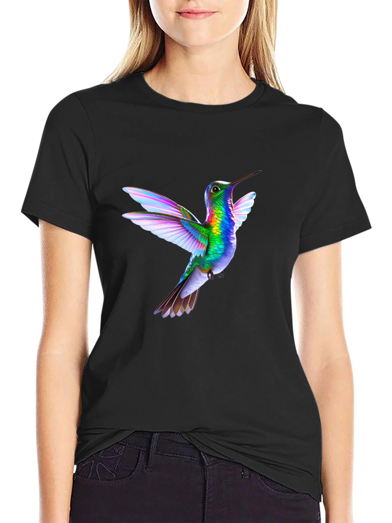 Hummingbird Graphic T-Shirt - Black Casual Tee