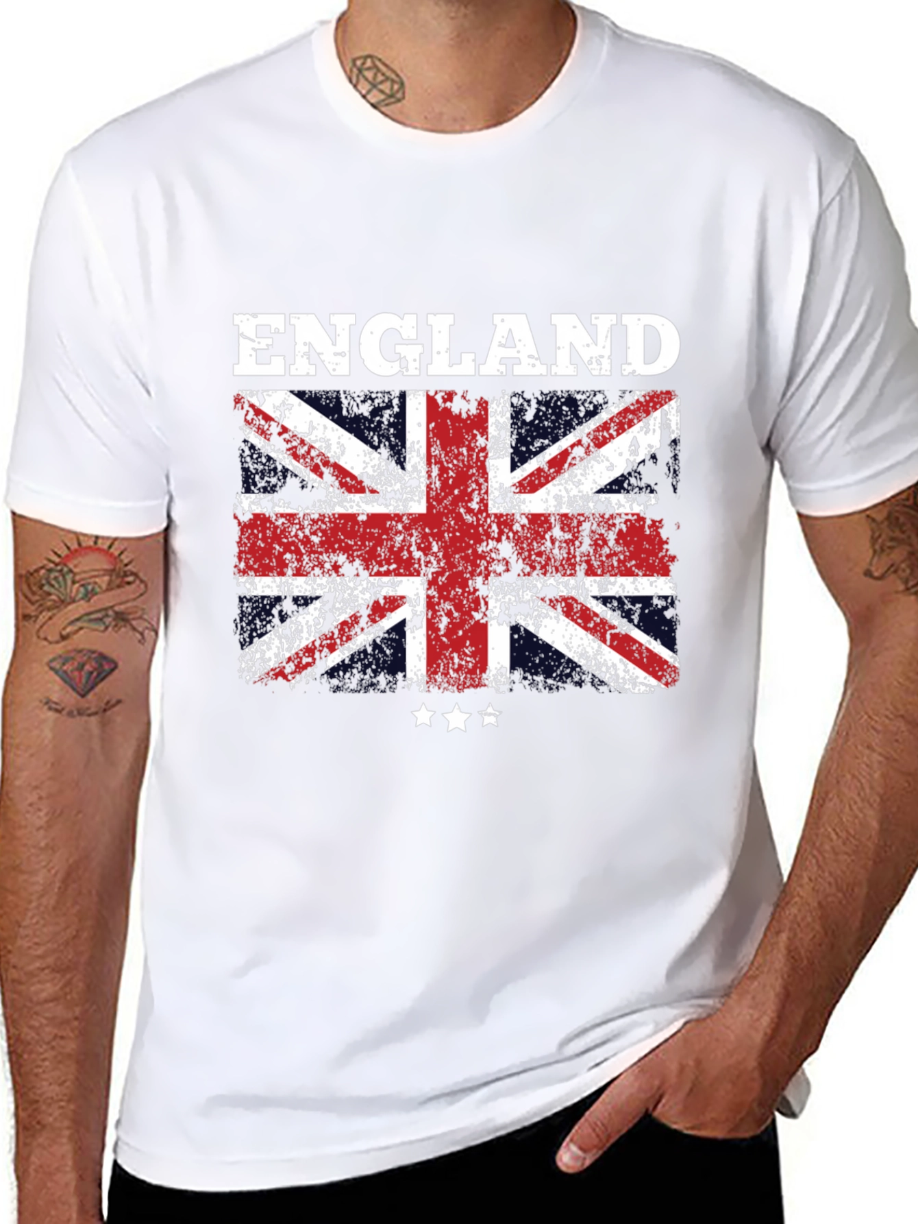 England Flag Graphic T-Shirt - Distressed Union Jack