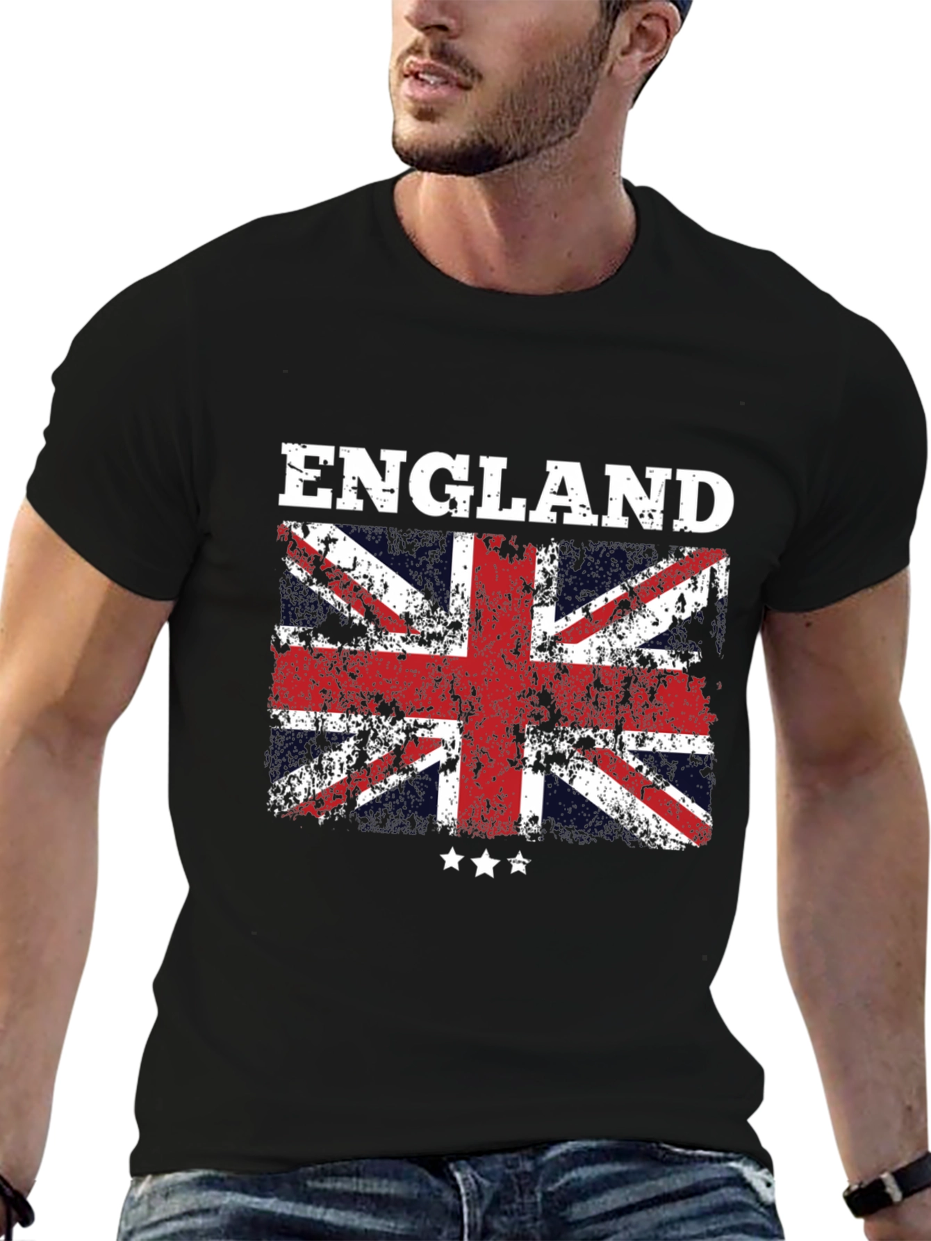 England Flag Graphic T-Shirt - Distressed Union Jack
