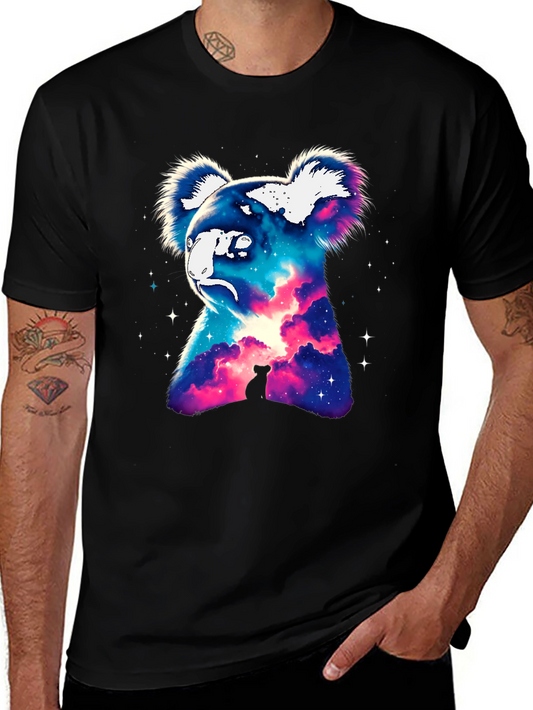 Cosmic Koala Graphic Tee - Galaxy Animal Print