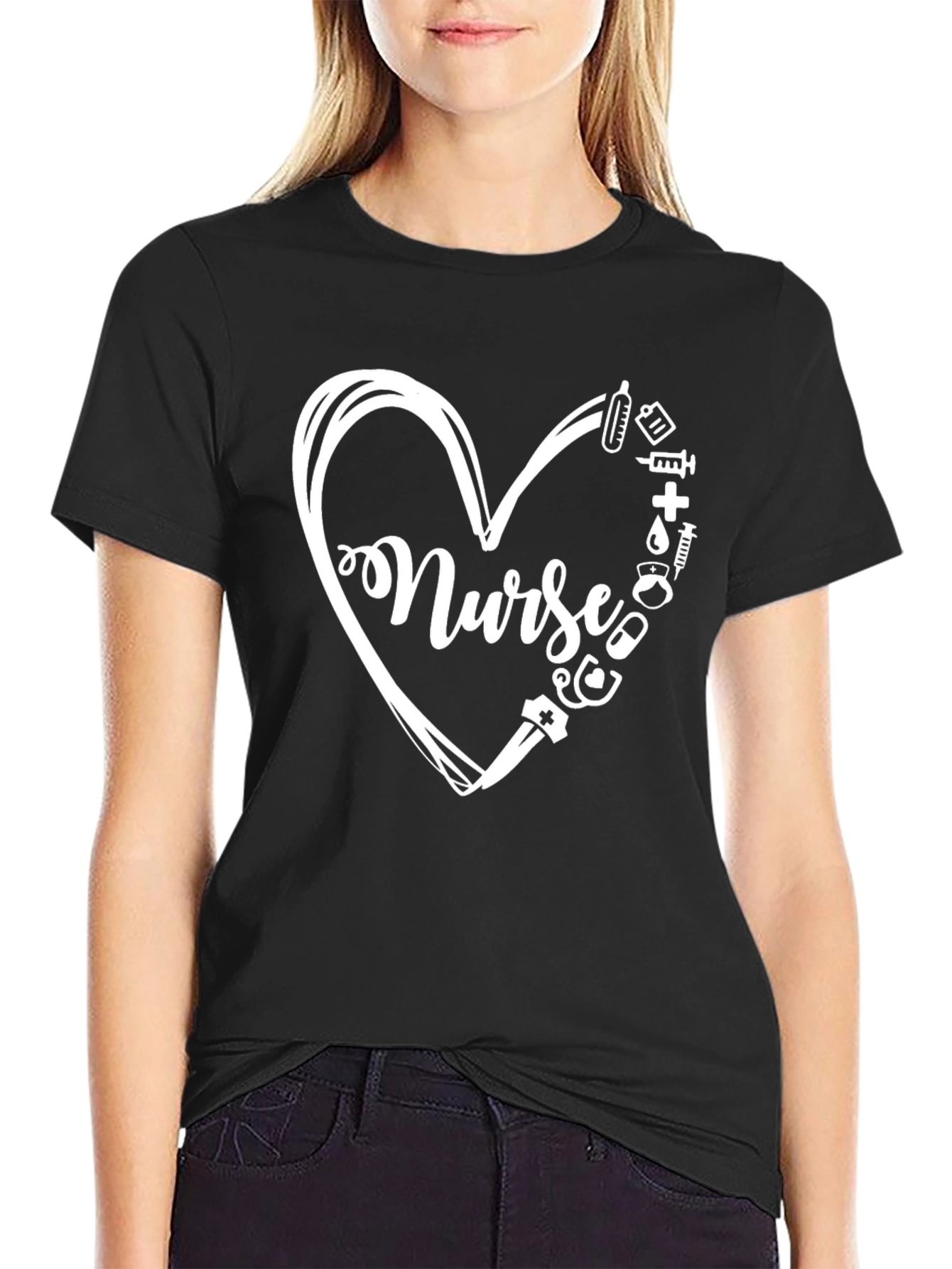 Nurse Heart T-Shirt - Black