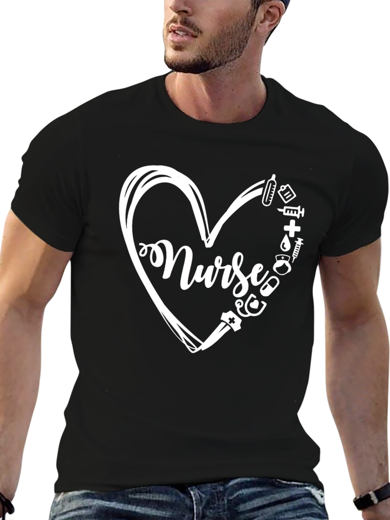 Nurse Heart T-Shirt - Black