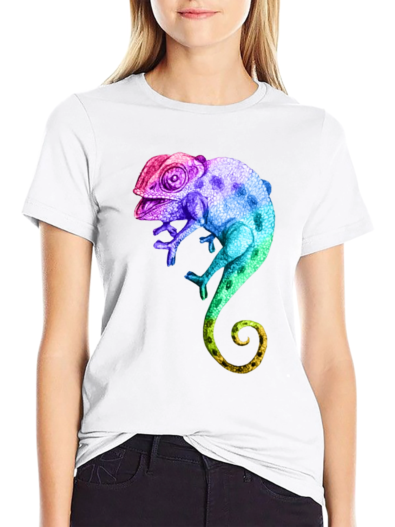 Rainbow Chameleon Graphic T-Shirt