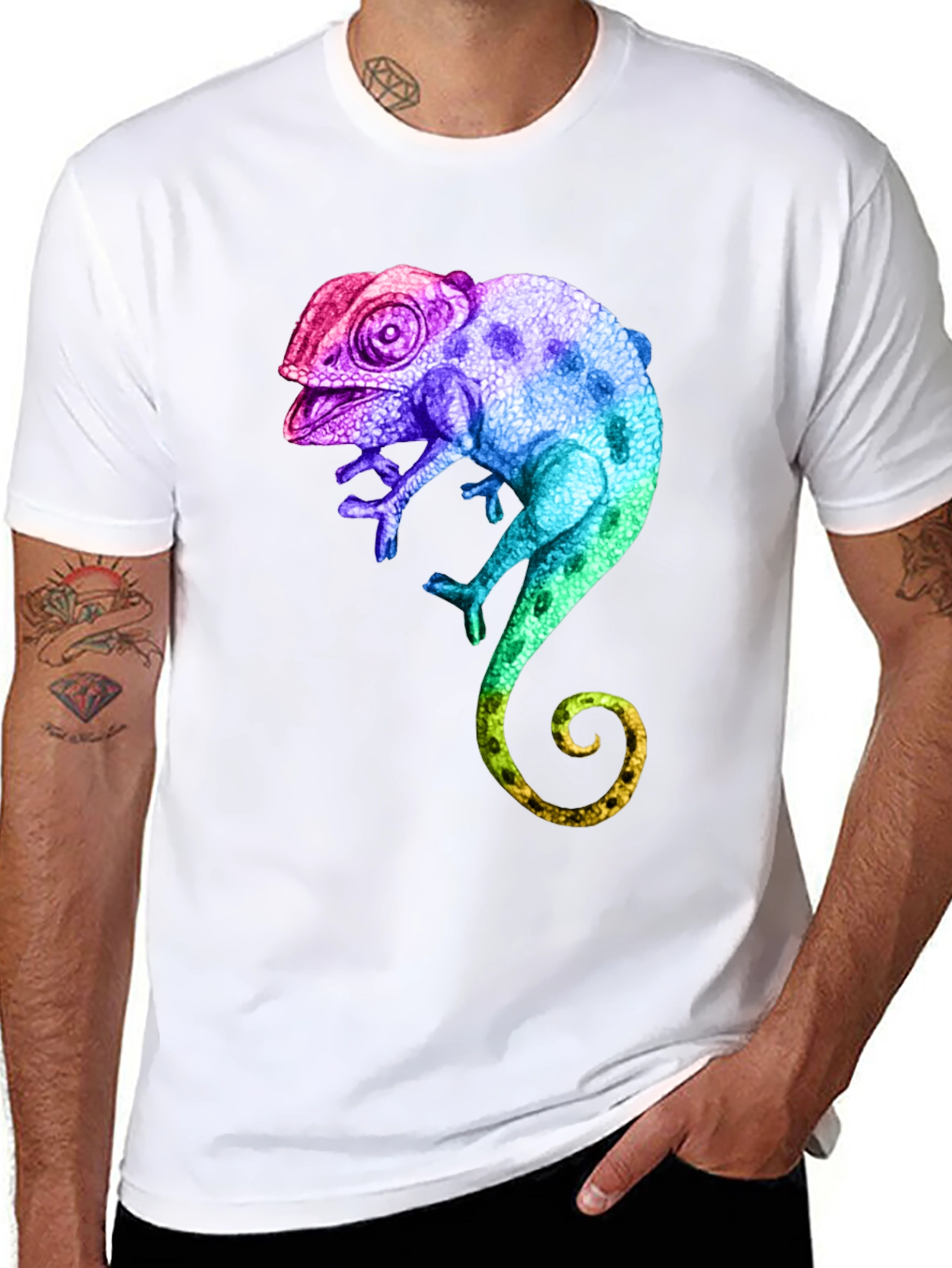 Rainbow Chameleon Graphic T-Shirt