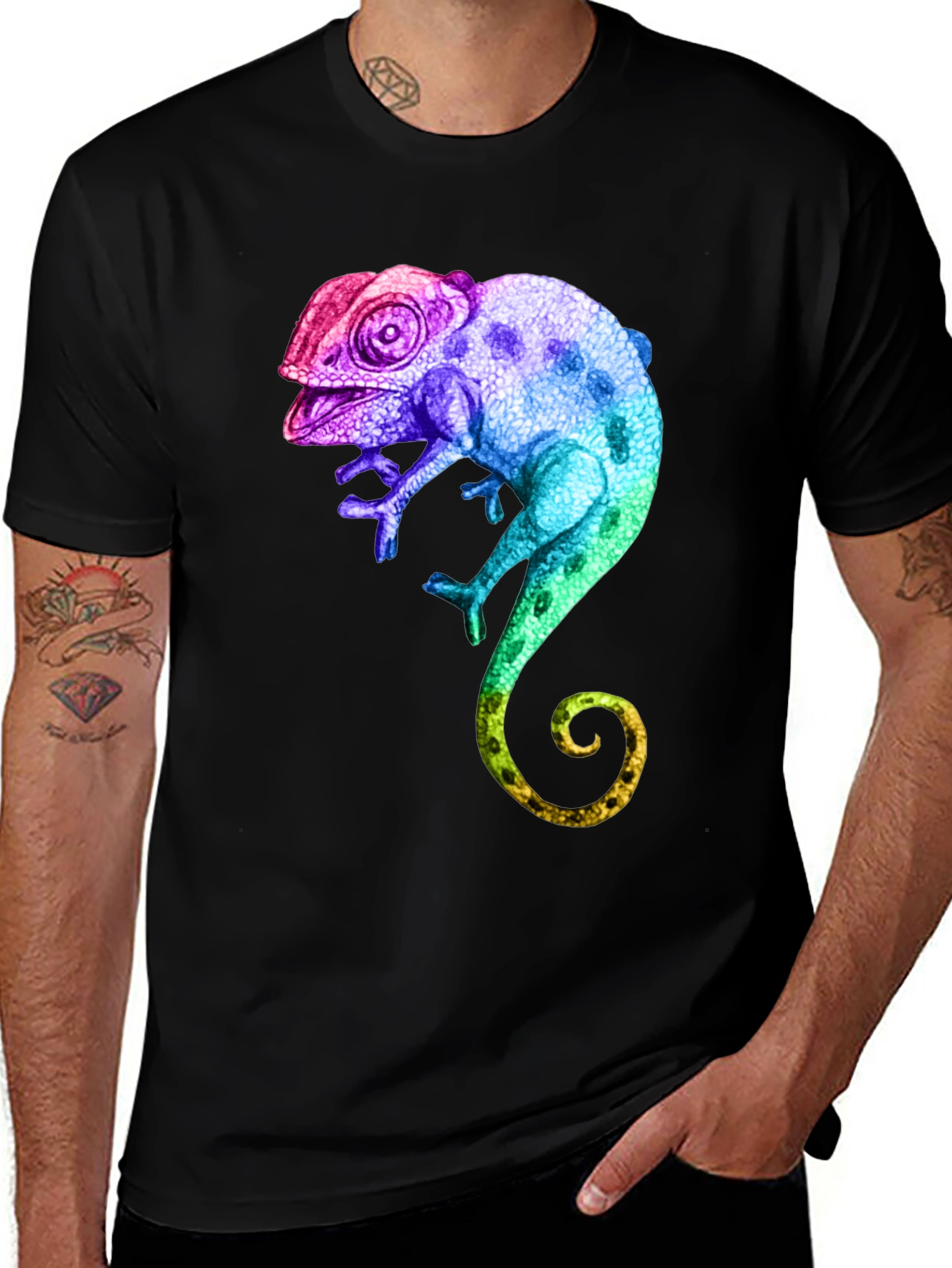 Rainbow Chameleon Graphic T-Shirt