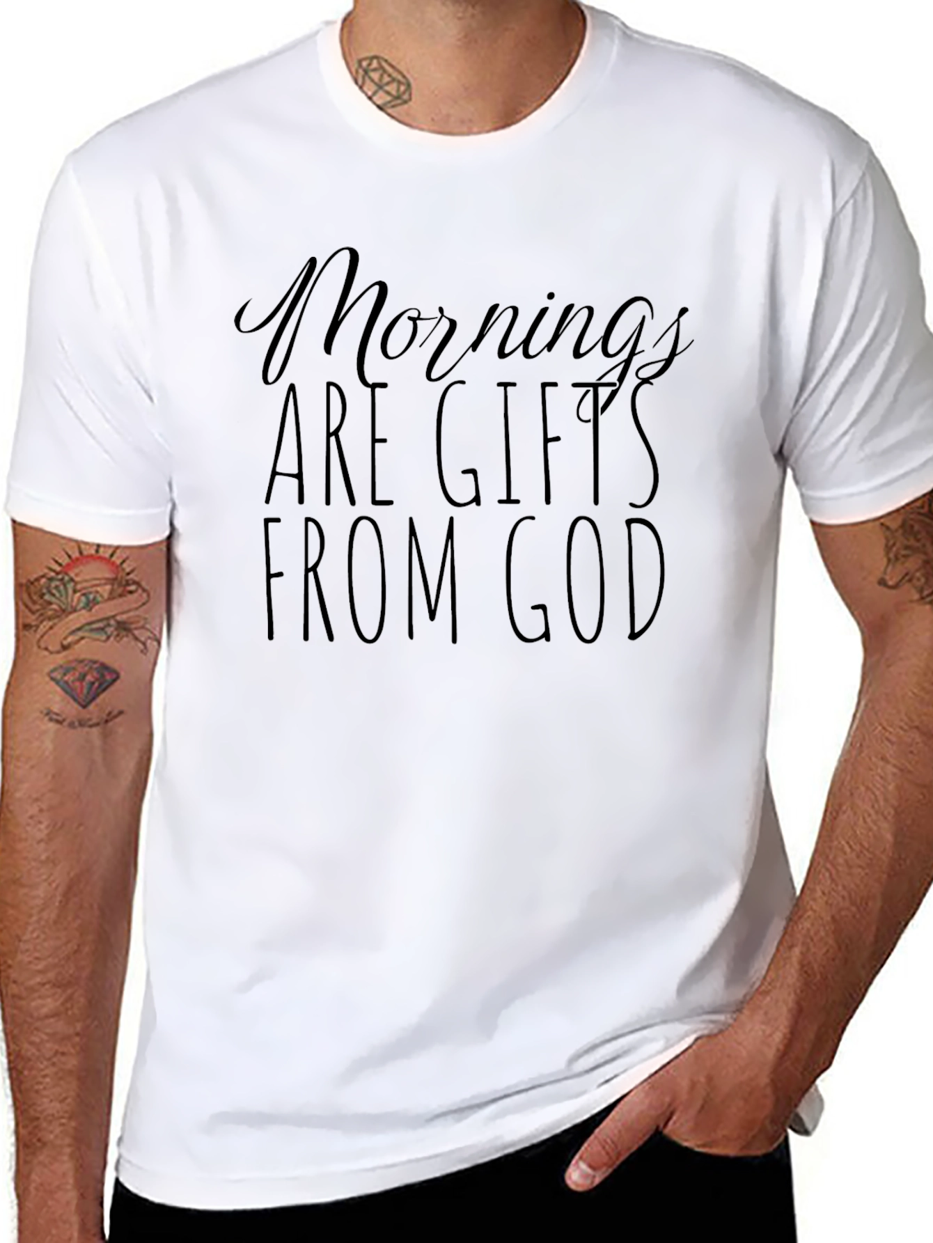 Mornings are Gifts from God T-Shirt - Black