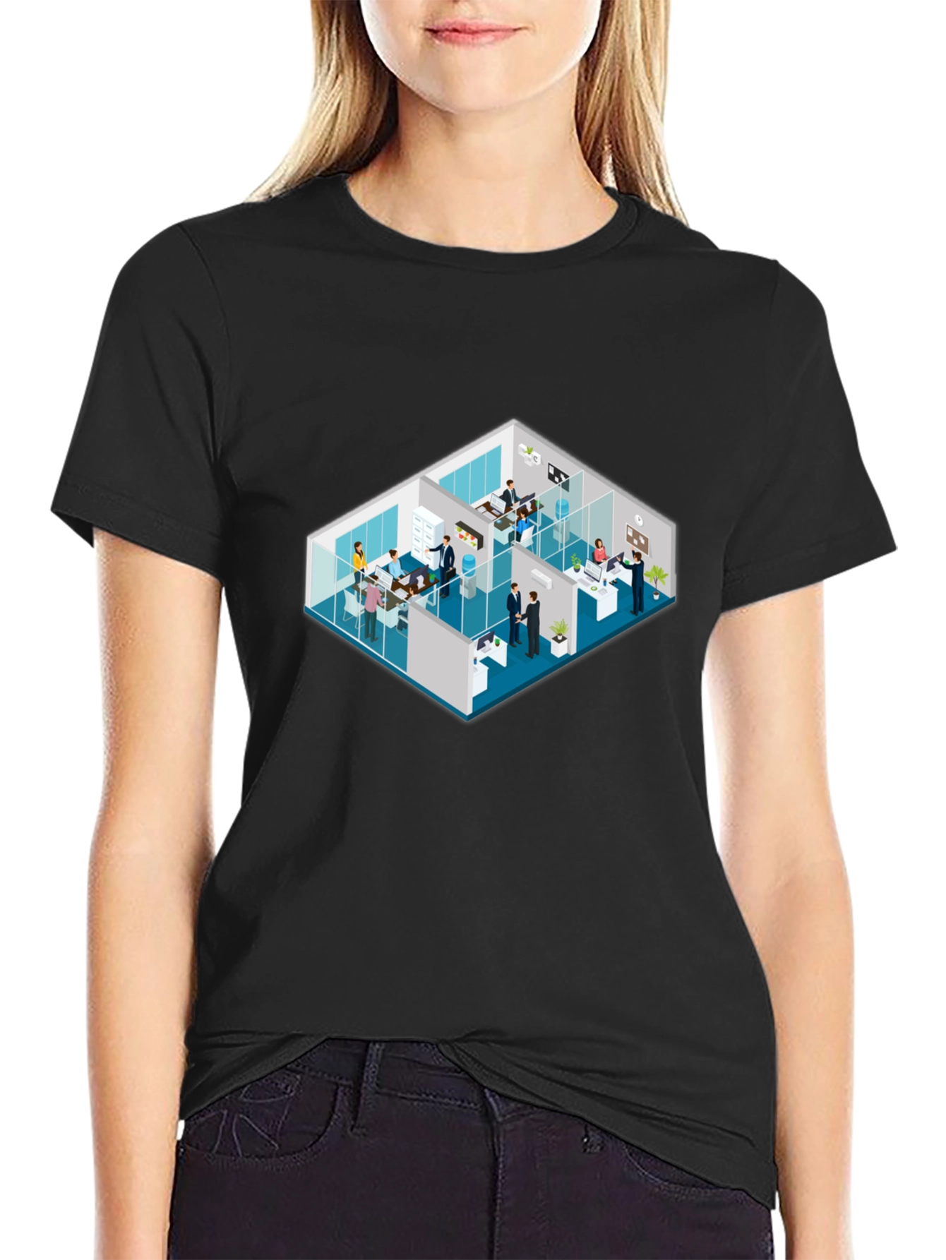 Isometric Office Black T-Shirt