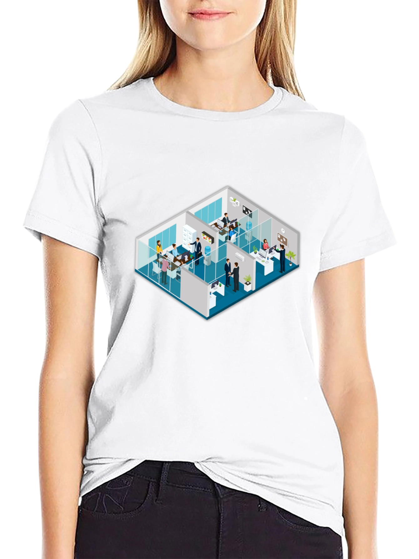 Isometric Office Black T-Shirt