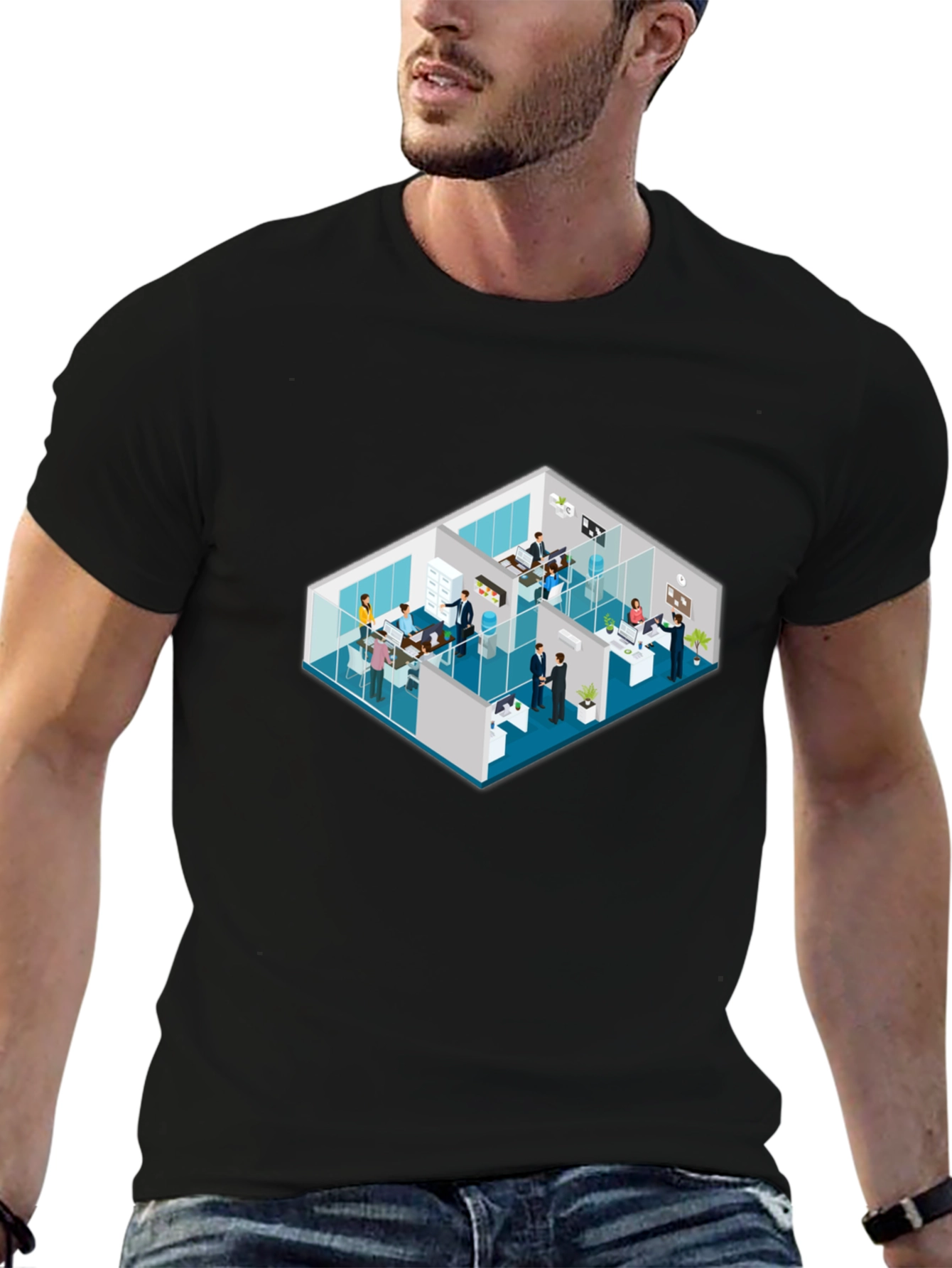 Isometric Office Black T-Shirt