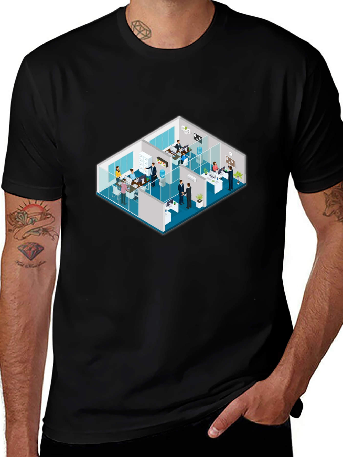 Isometric Office Black T-Shirt
