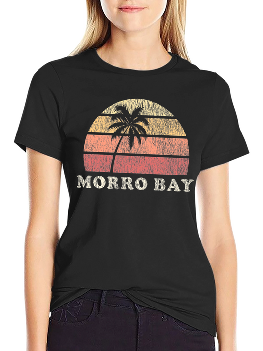 Morro Bay Retro Sunset Graphic Tee - Black