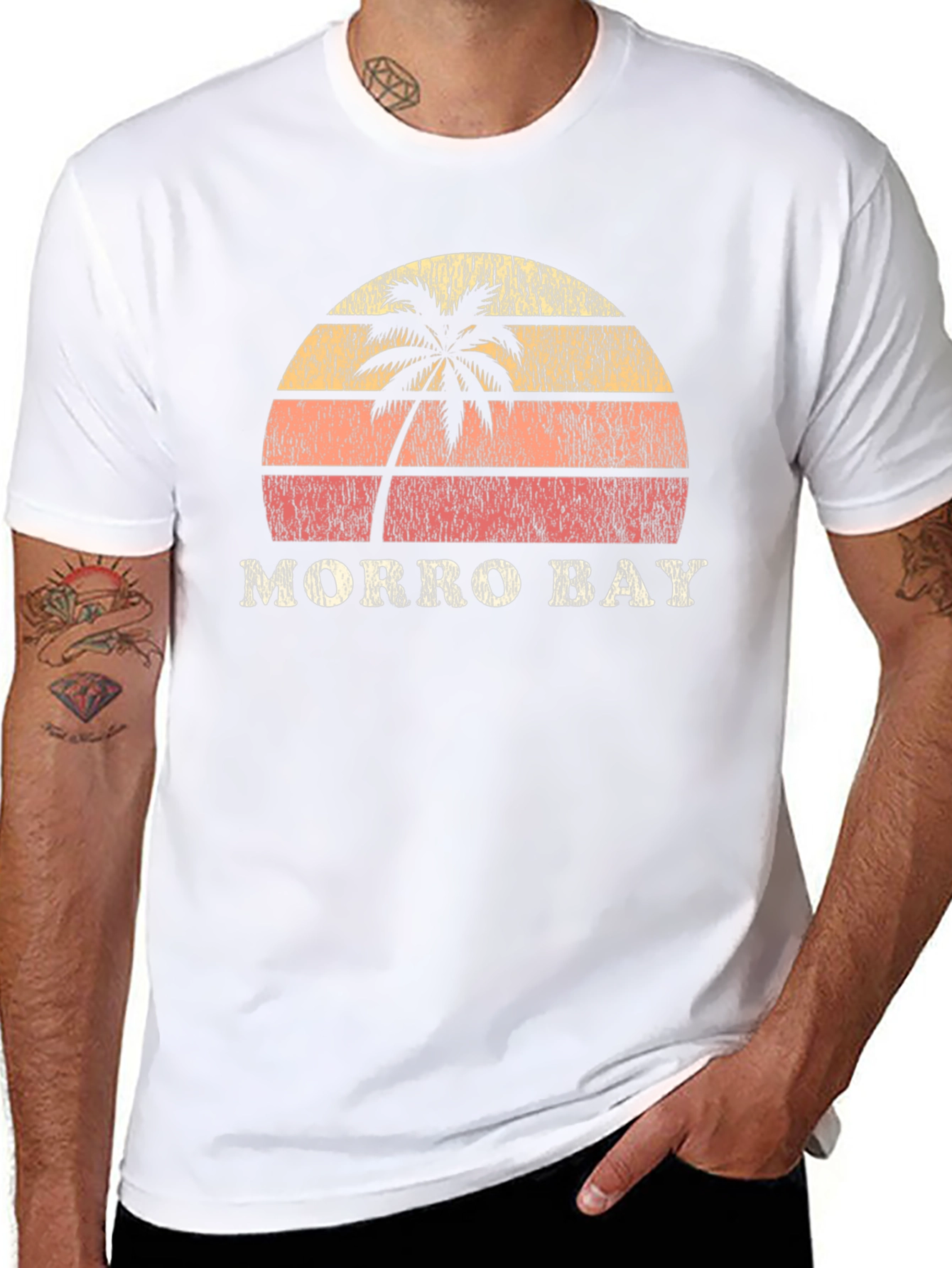 Morro Bay Retro Sunset Graphic Tee - Black