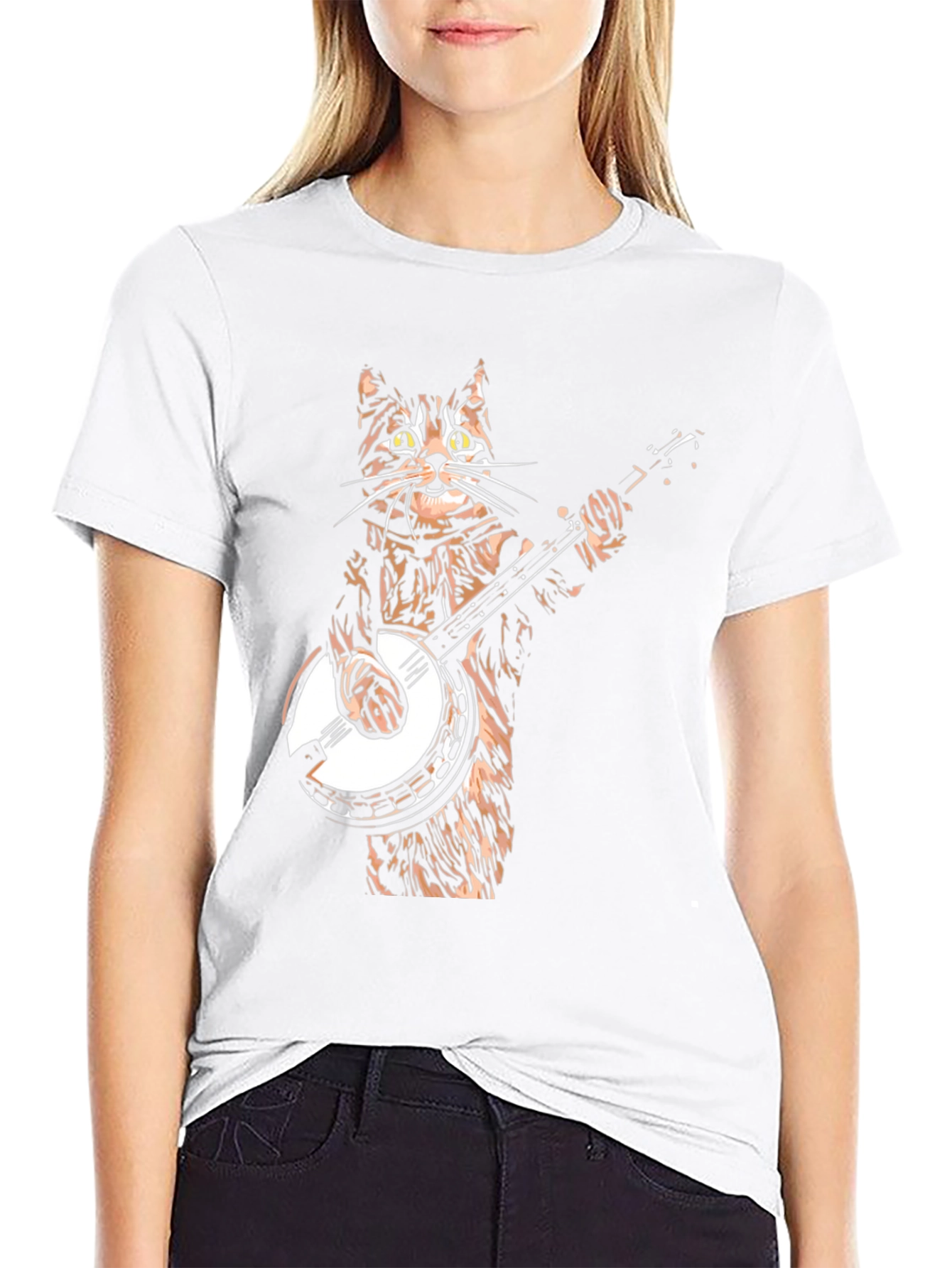 Cat Playing Banjo Graphic T-Shirt - Cool & Quirky!