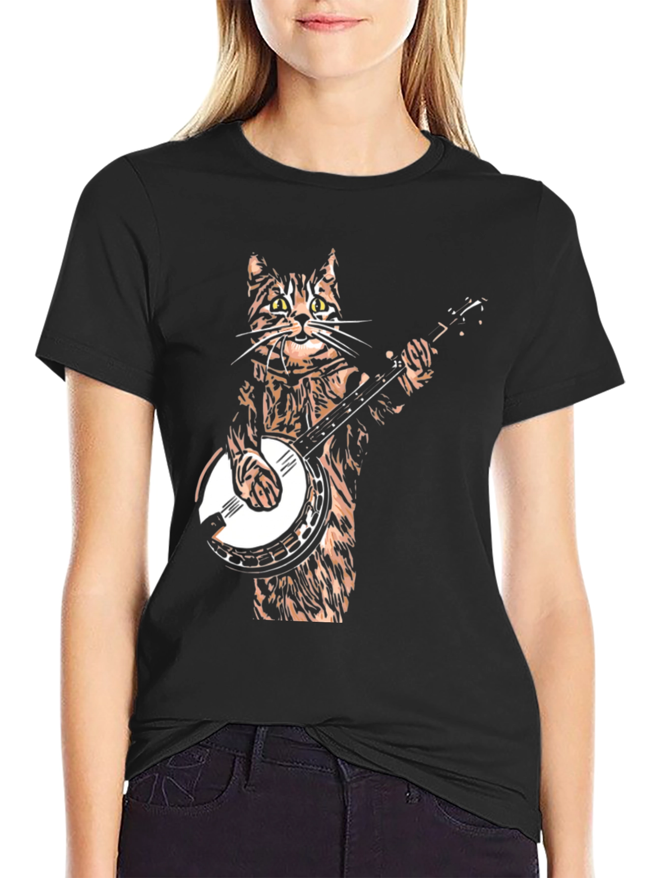 Cat Playing Banjo Graphic T-Shirt - Cool & Quirky!