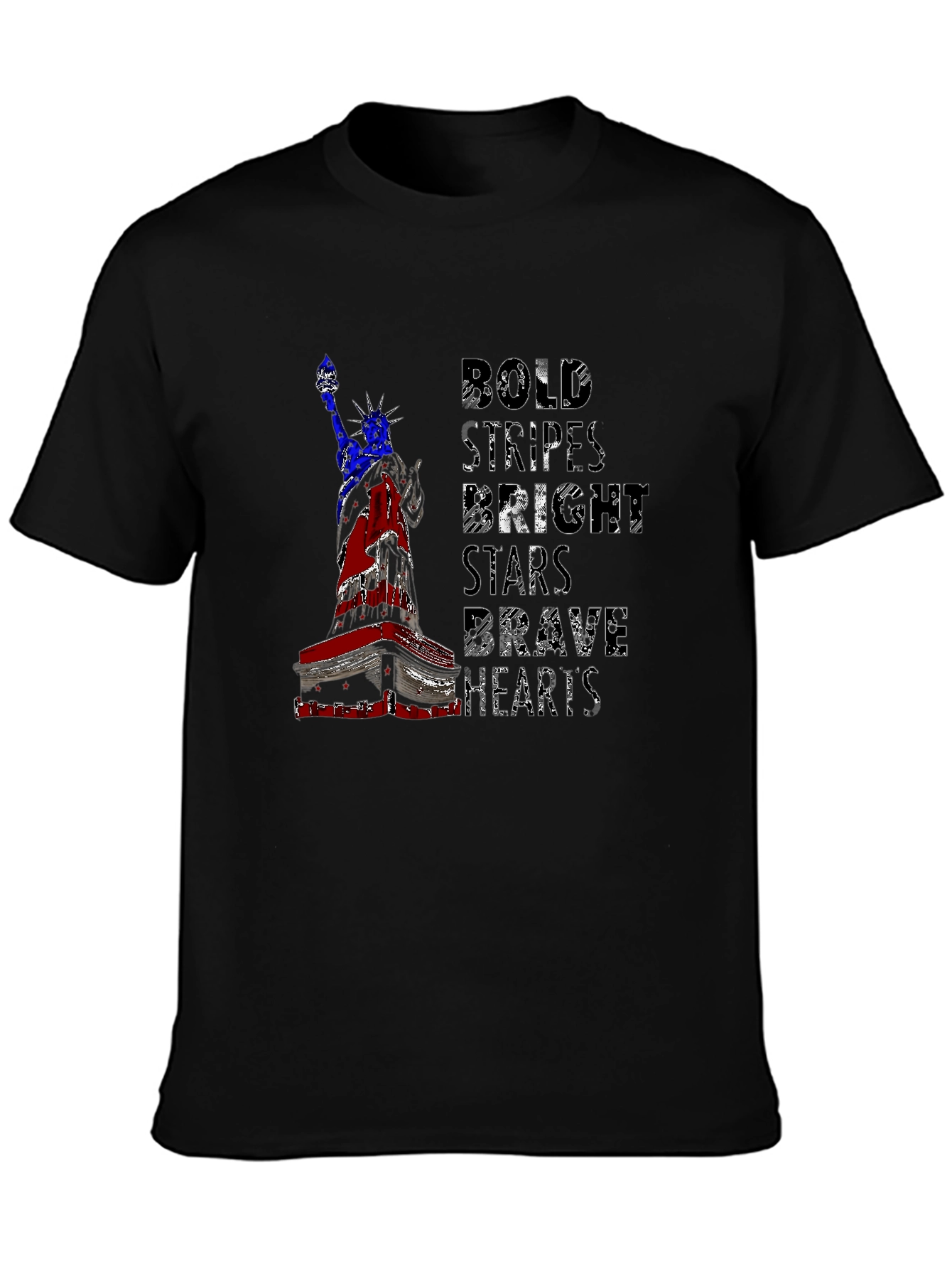 Patriotic Liberty T-Shirt: Bold Stripes Brave Hearts