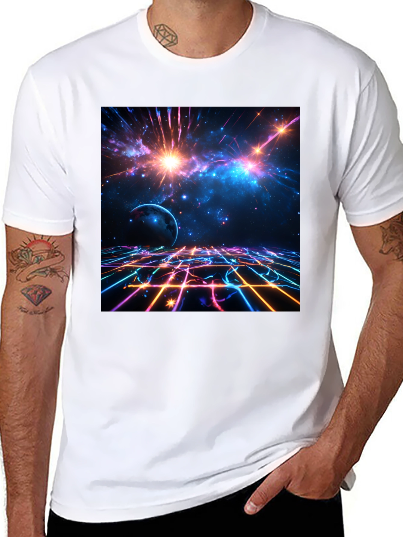 Nebula Space Graphic Tee - Stylish Black Cotton T-Shirt
