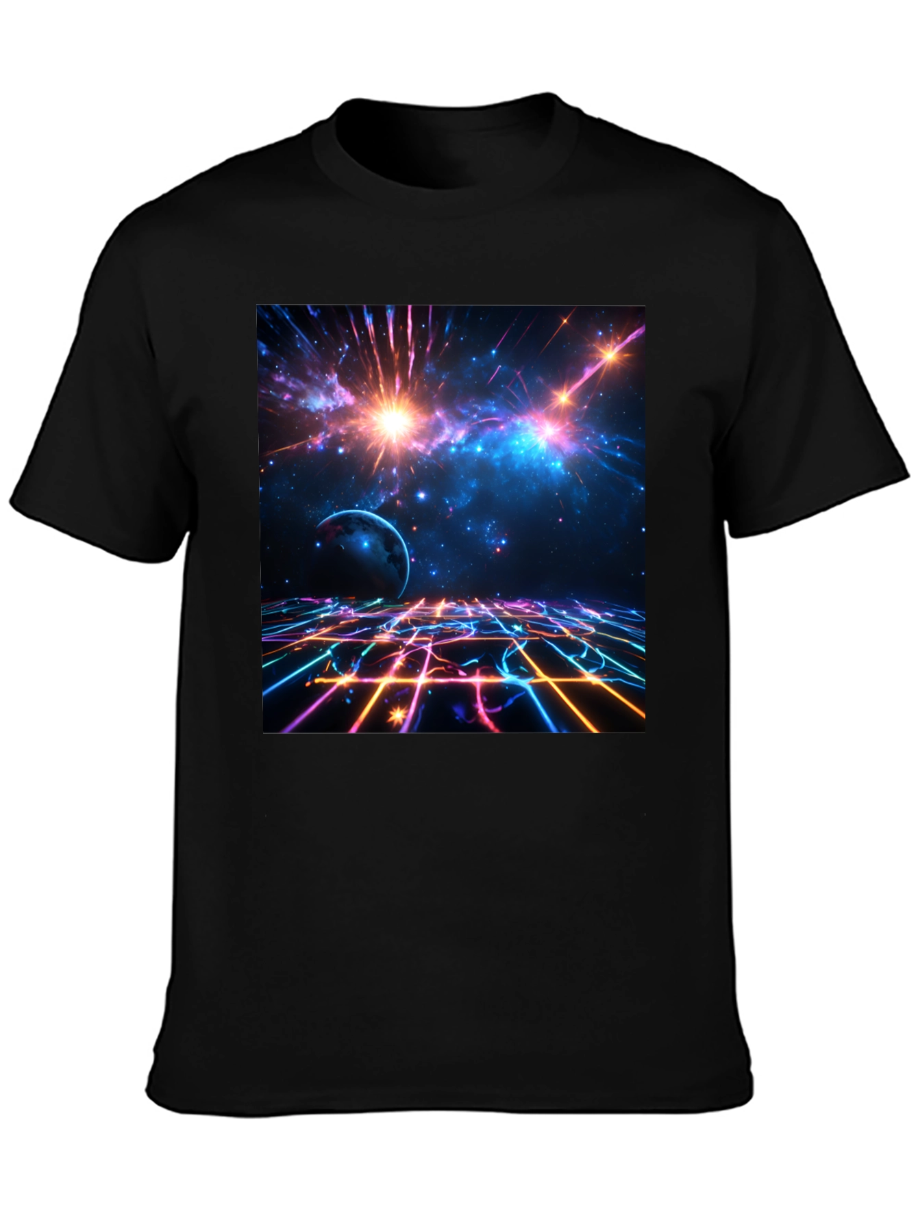 Nebula Space Graphic Tee - Stylish Black Cotton T-Shirt