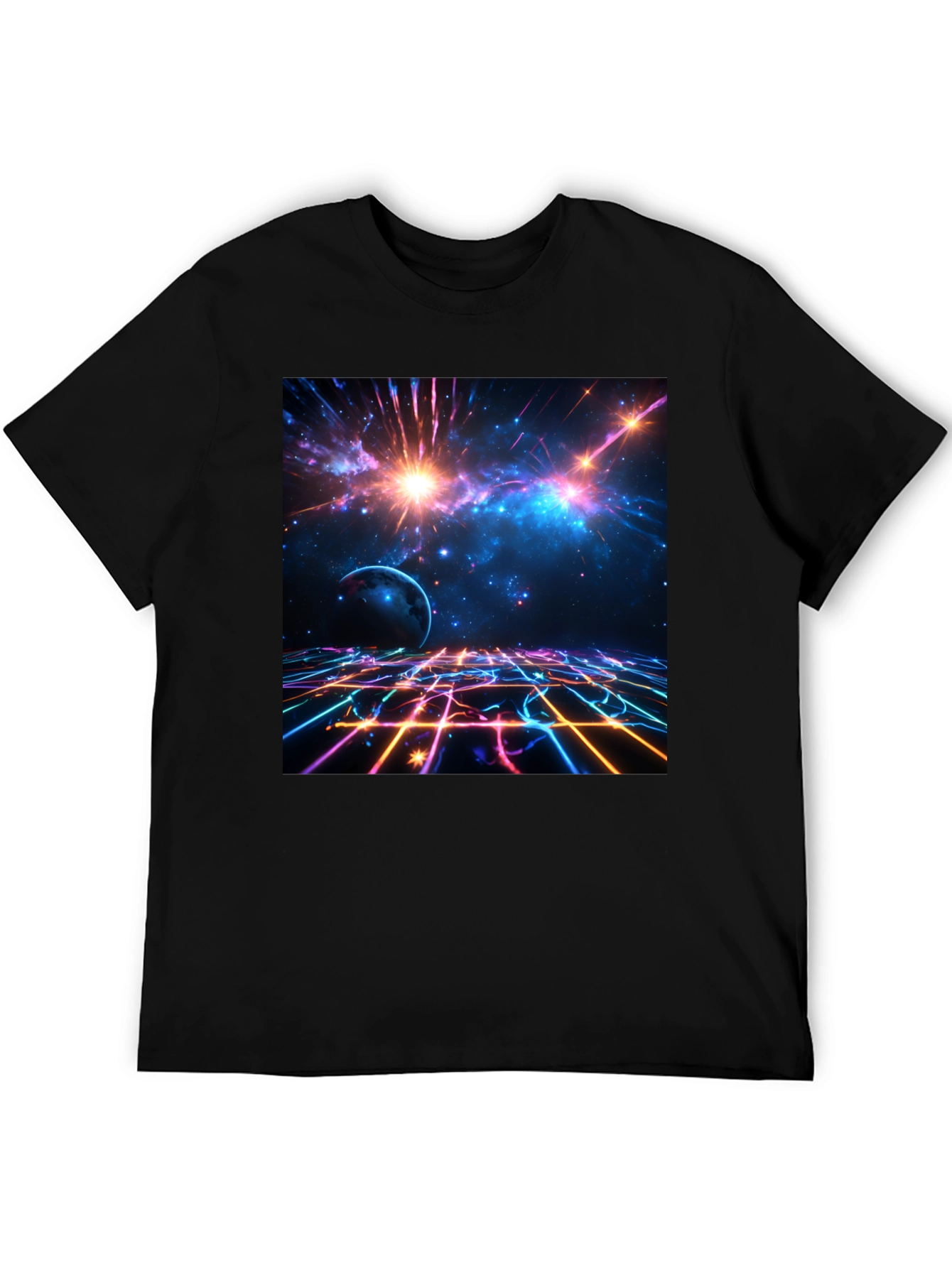 Nebula Space Graphic Tee - Stylish Black Cotton T-Shirt