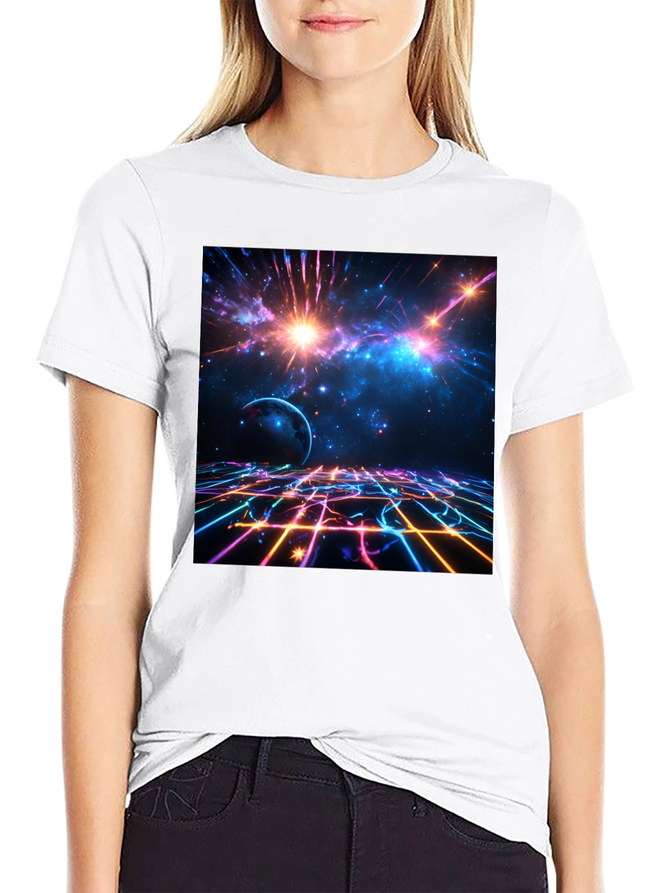 Nebula Space Graphic Tee - Stylish Black Cotton T-Shirt