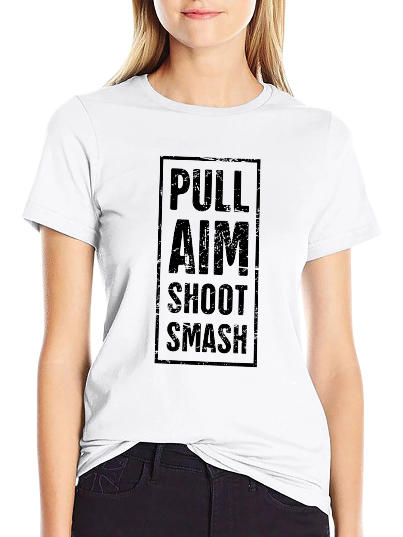 Pull Aim Shoot Smash T-Shirt - Black Graphic Tee