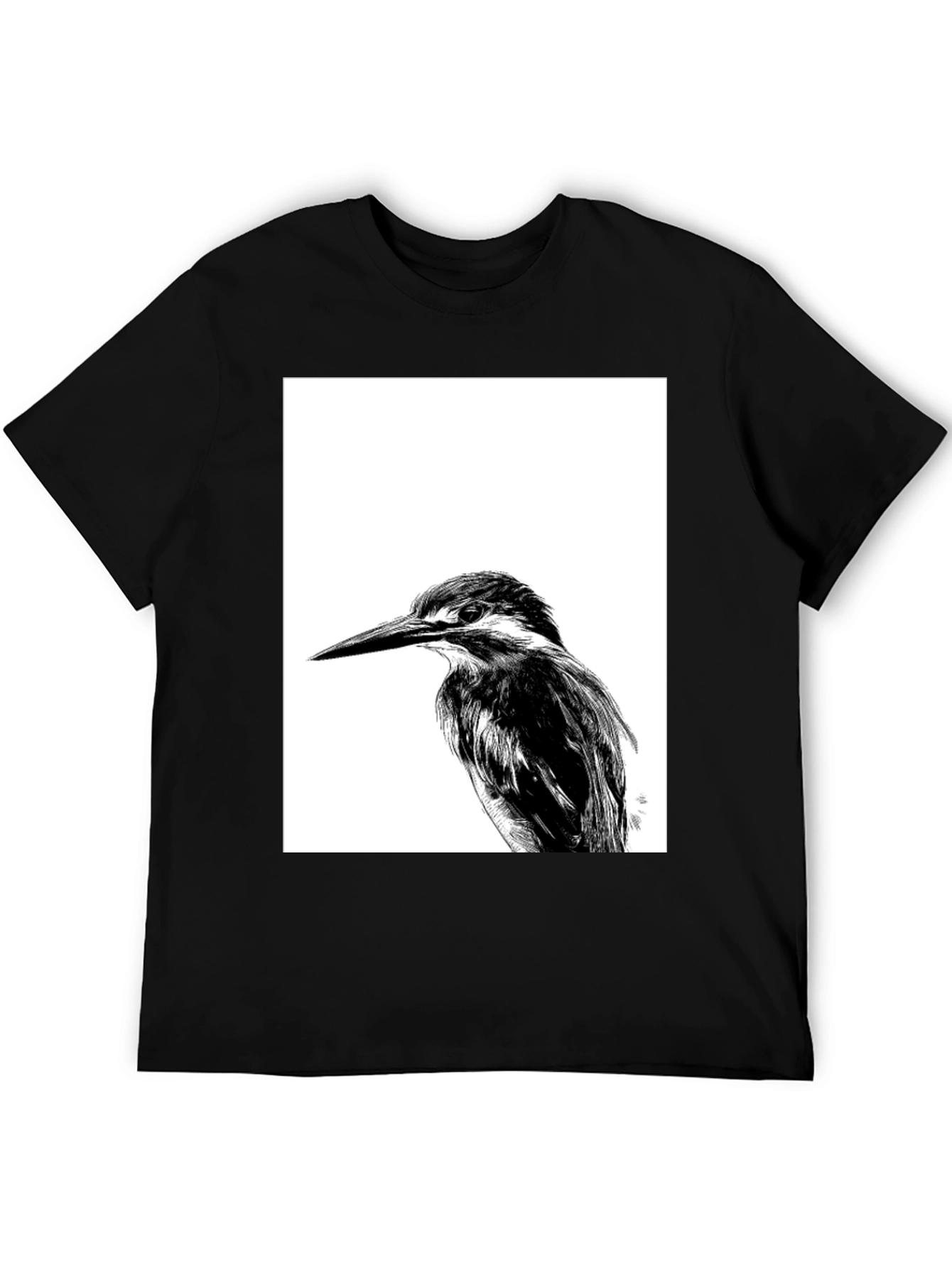Kingfisher Bird Graphic Tee - Unisex Black T-Shirt