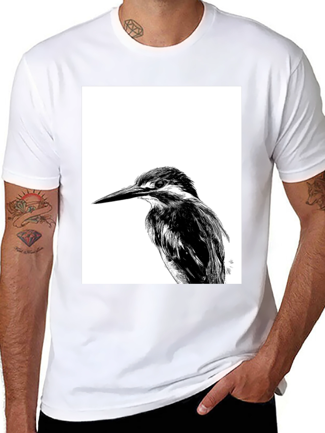 Kingfisher Bird Graphic Tee - Unisex Black T-Shirt