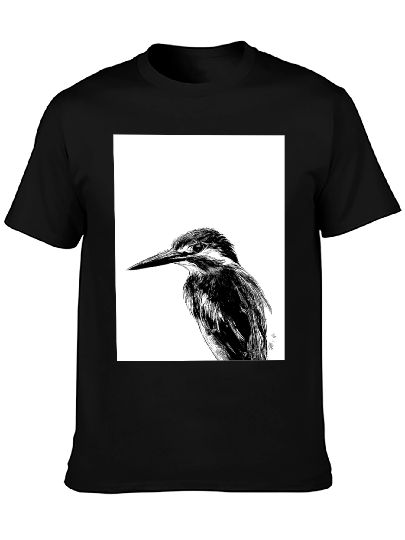 Kingfisher Bird Graphic Tee - Unisex Black T-Shirt