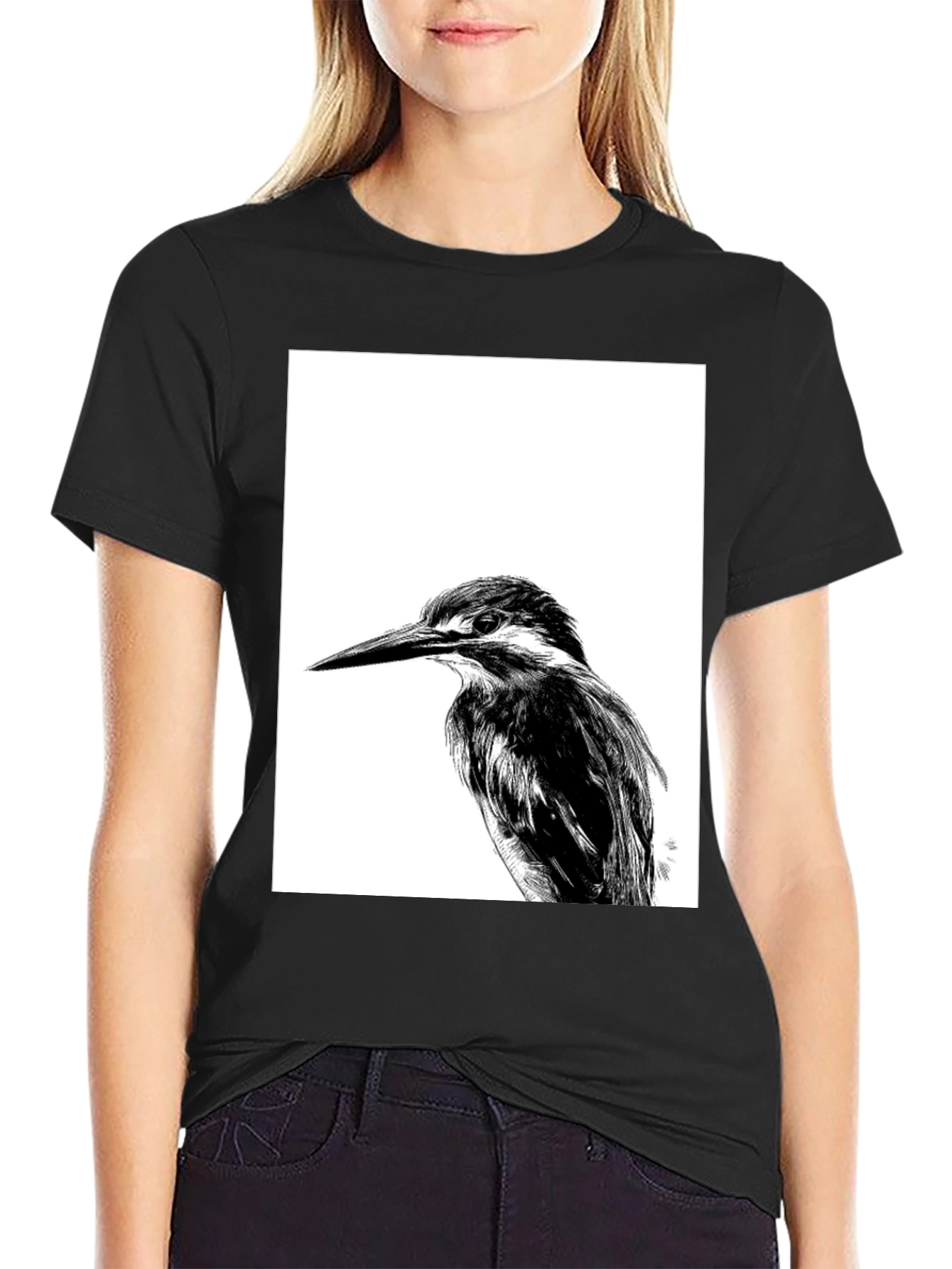 Kingfisher Bird Graphic Tee - Unisex Black T-Shirt