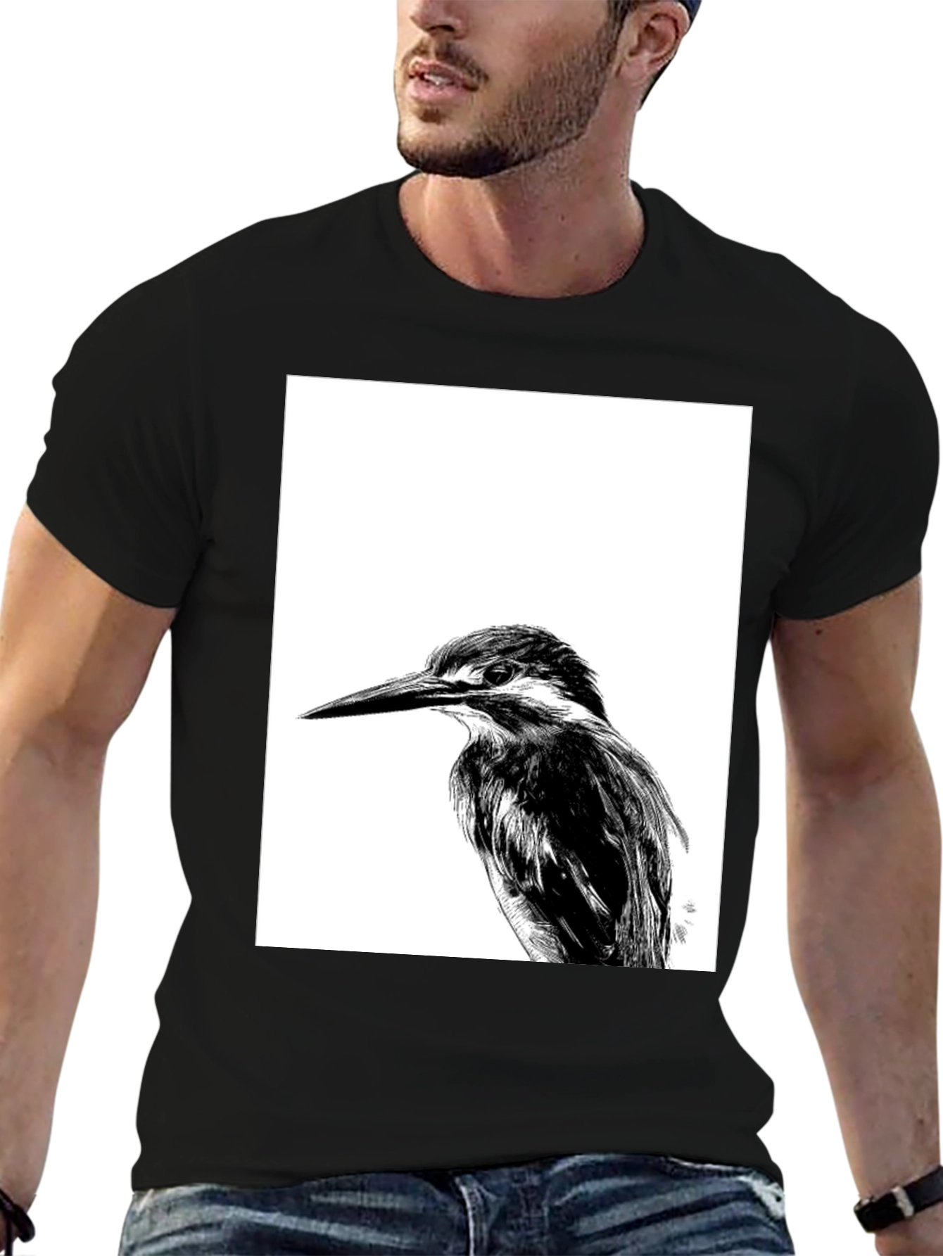Kingfisher Bird Graphic Tee - Unisex Black T-Shirt