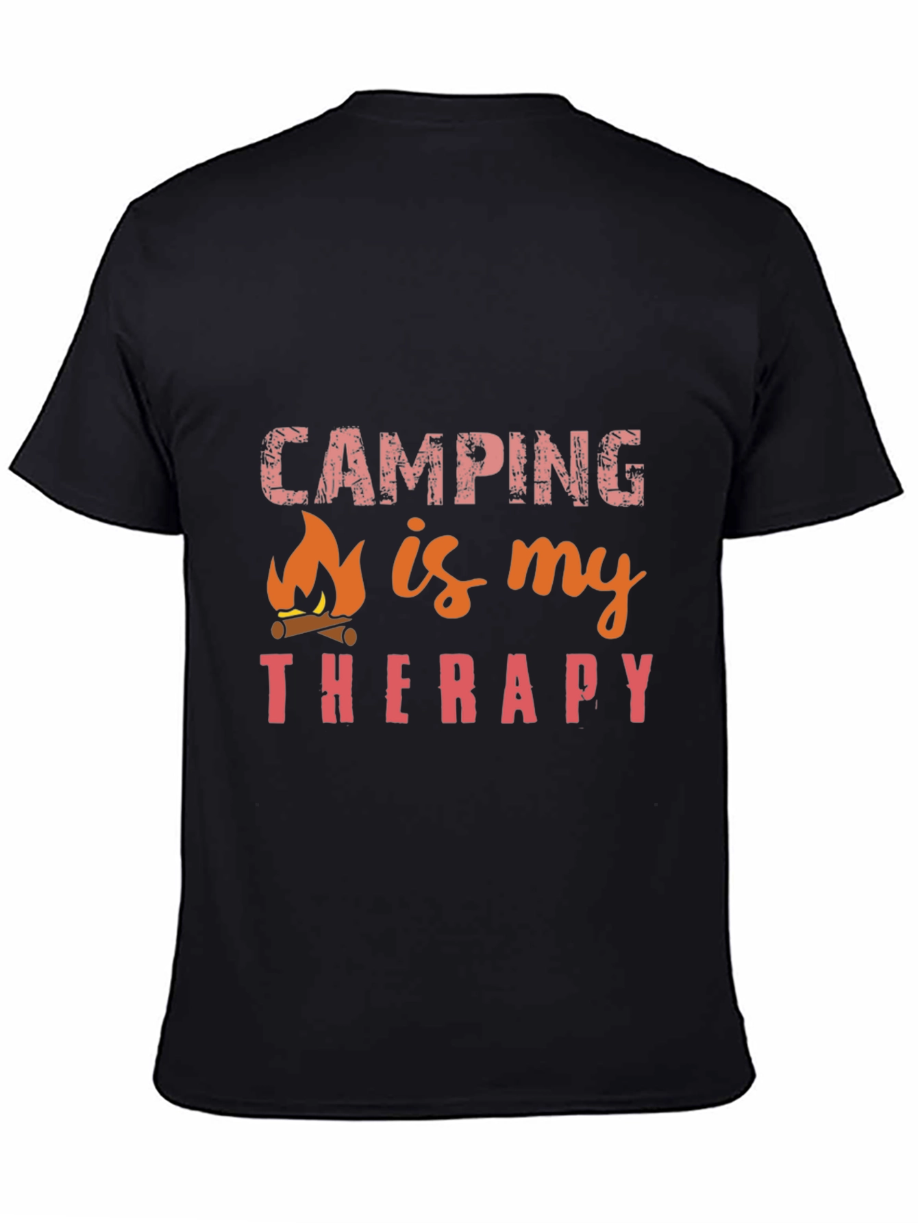Camping is My Therapy Black T-Shirt