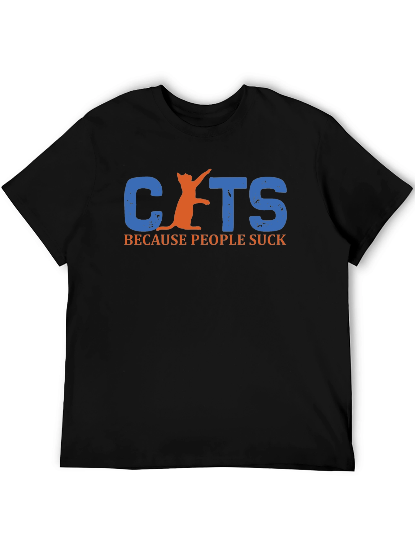 Cats Because People Suck Black T-Shirt