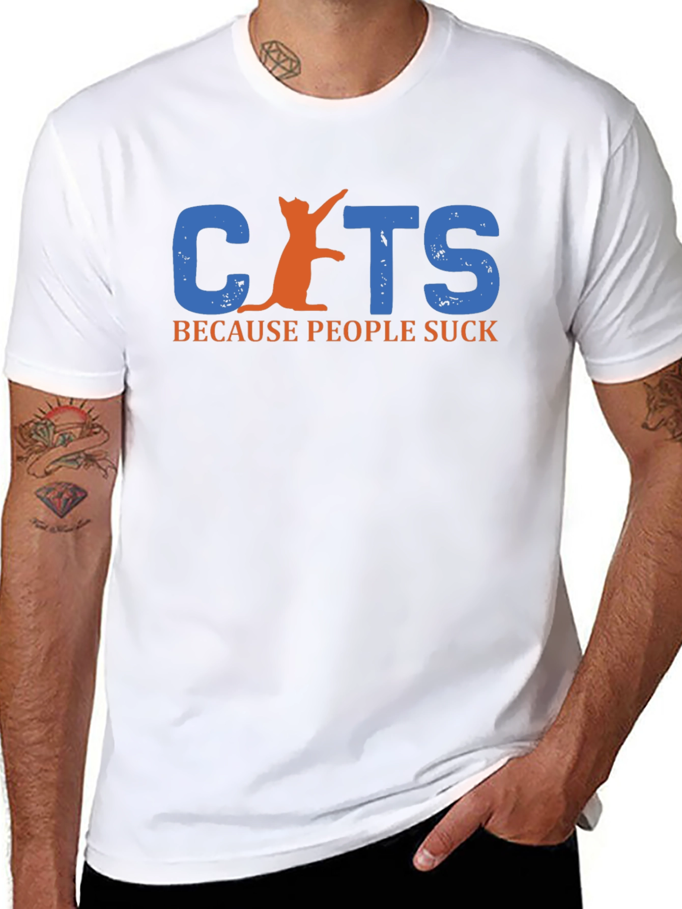 Cats Because People Suck Black T-Shirt