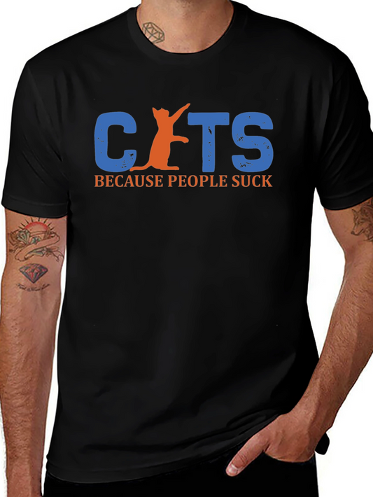 Cats Because People Suck Black T-Shirt