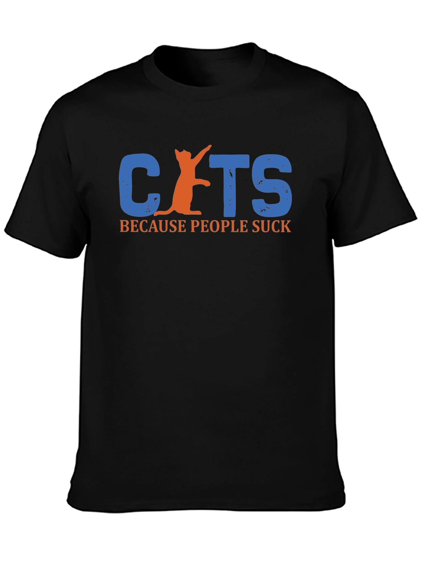 Cats Because People Suck Black T-Shirt