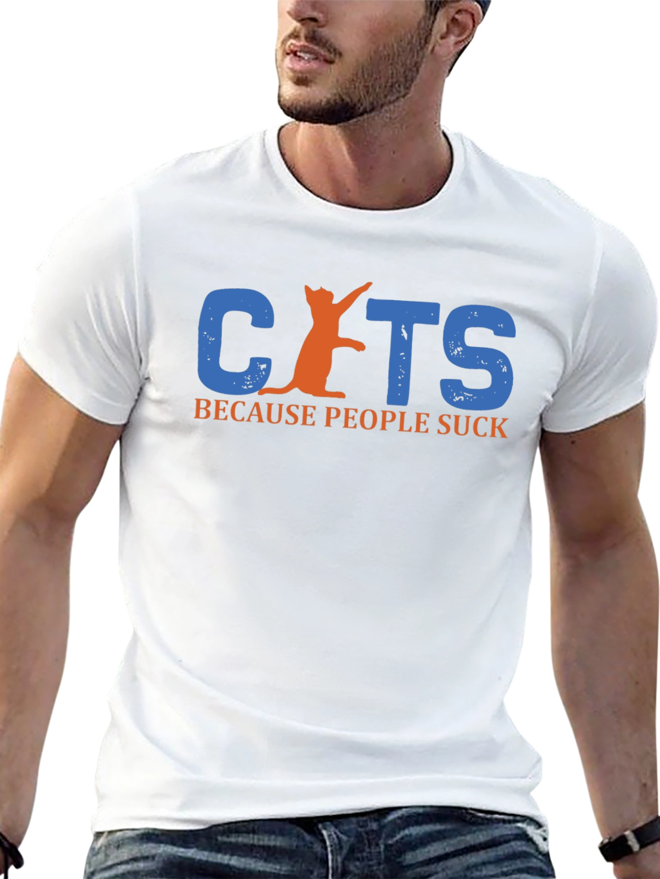 Cats Because People Suck Black T-Shirt