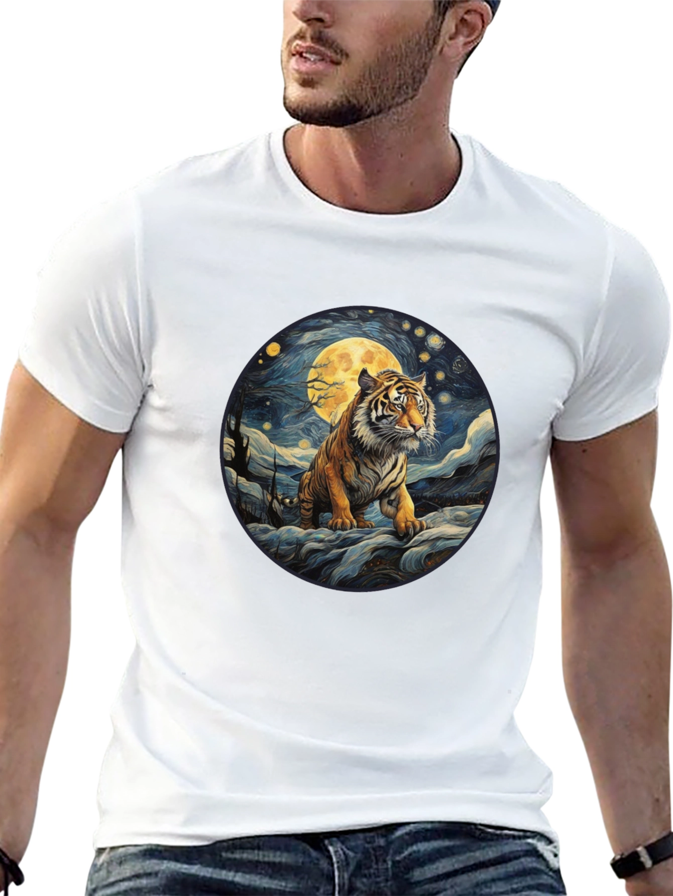 Tiger Moon Graphic T-Shirt - Black