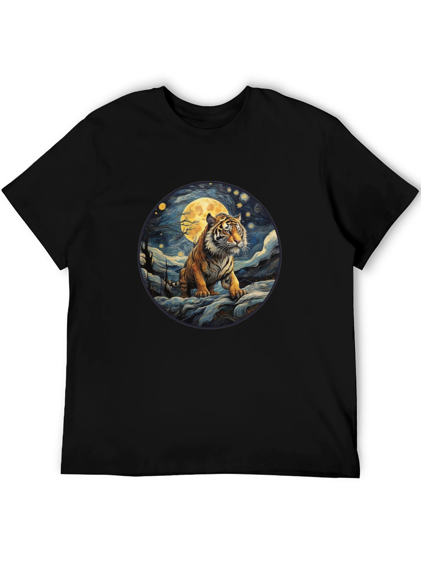 Tiger Moon Graphic T-Shirt - Black