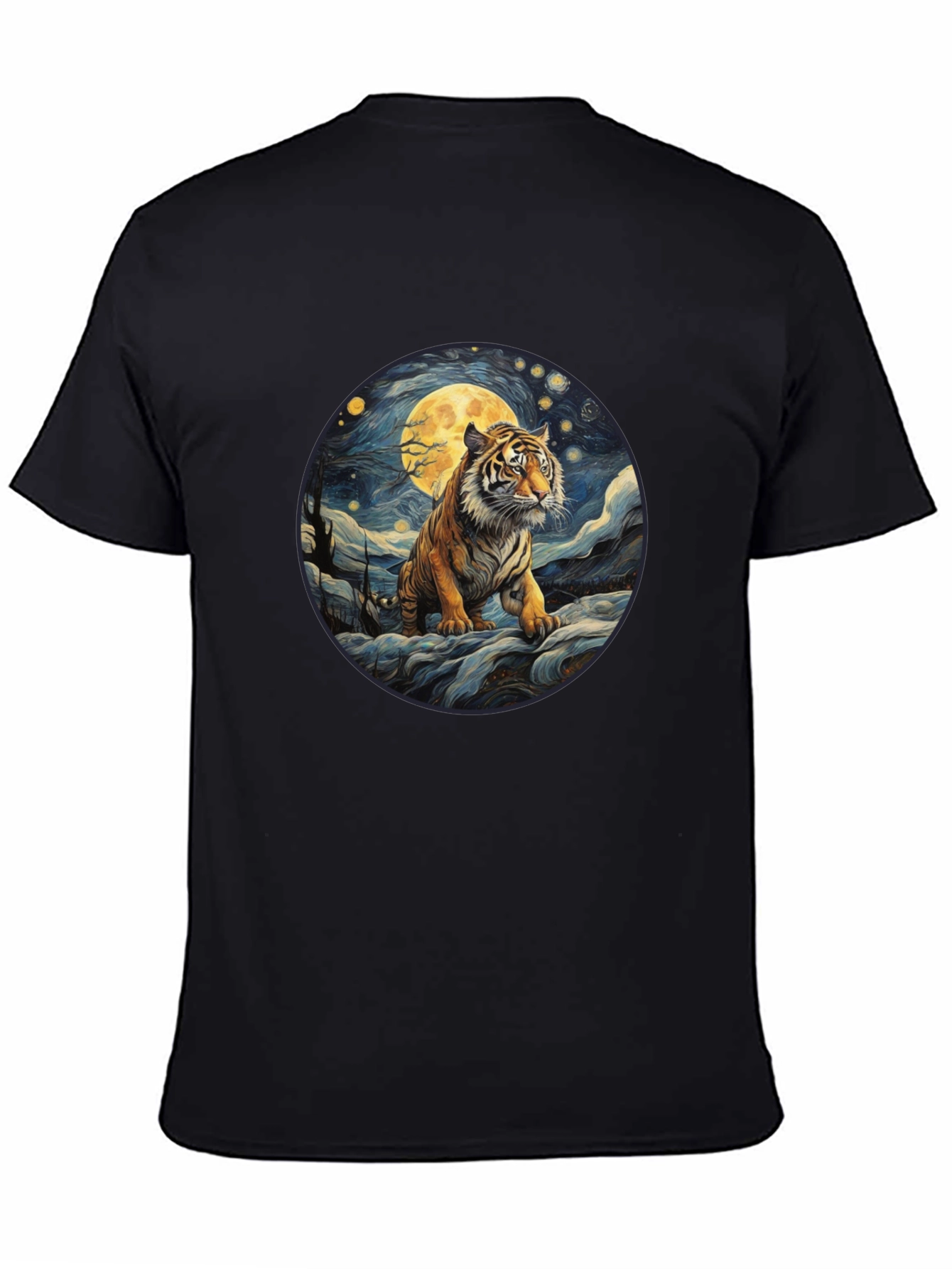 Tiger Moon Graphic T-Shirt - Black