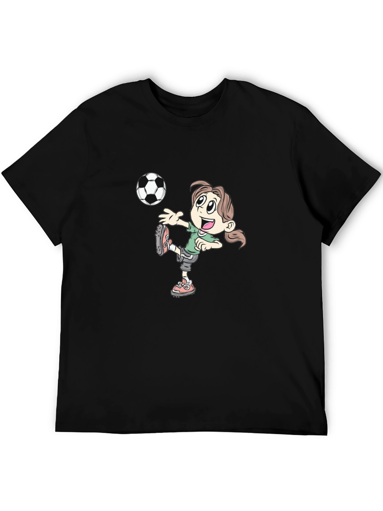 Soccer Girl Graphic Tee - Black Cotton T-Shirt