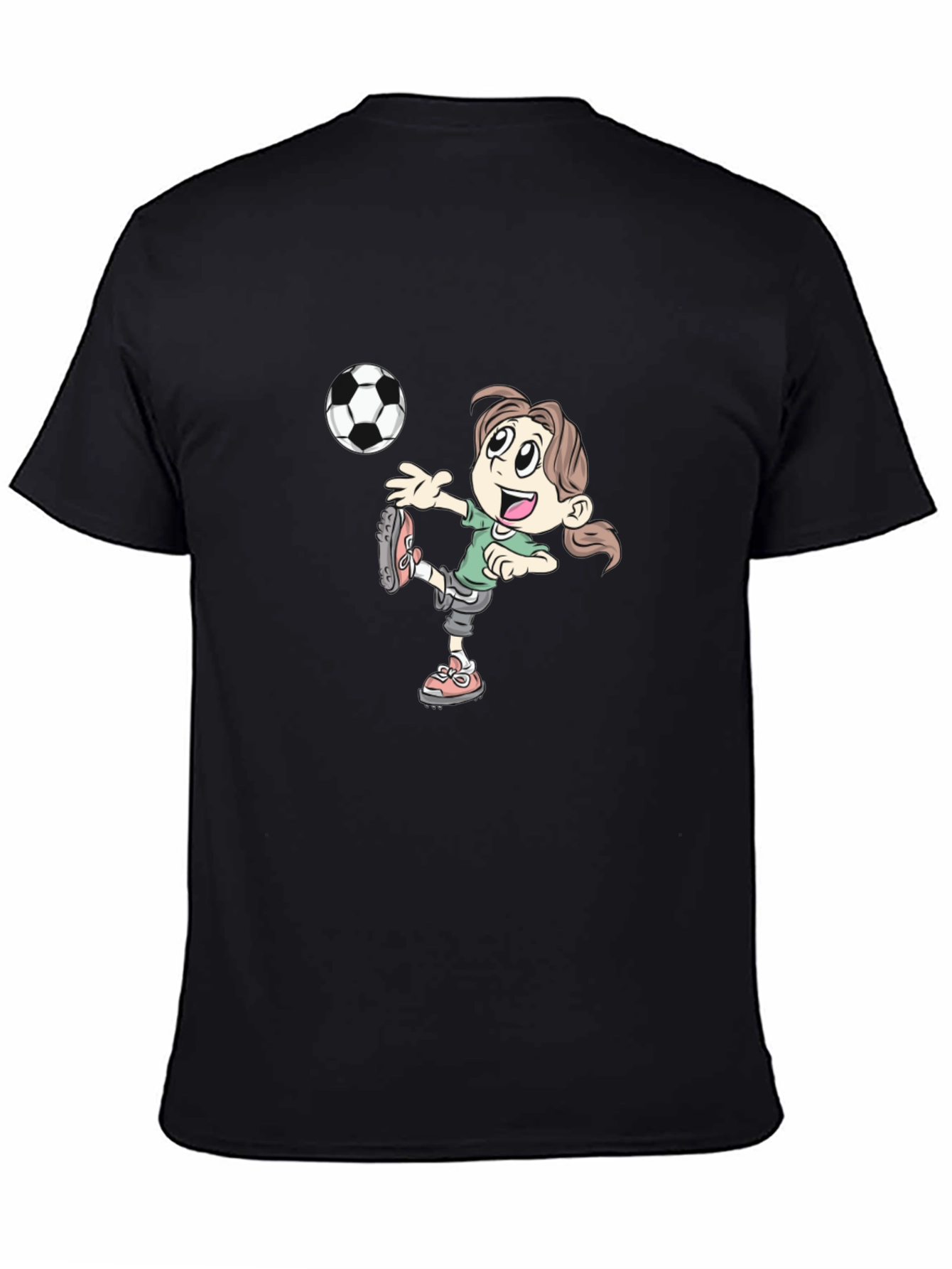 Soccer Girl Graphic Tee - Black Cotton T-Shirt