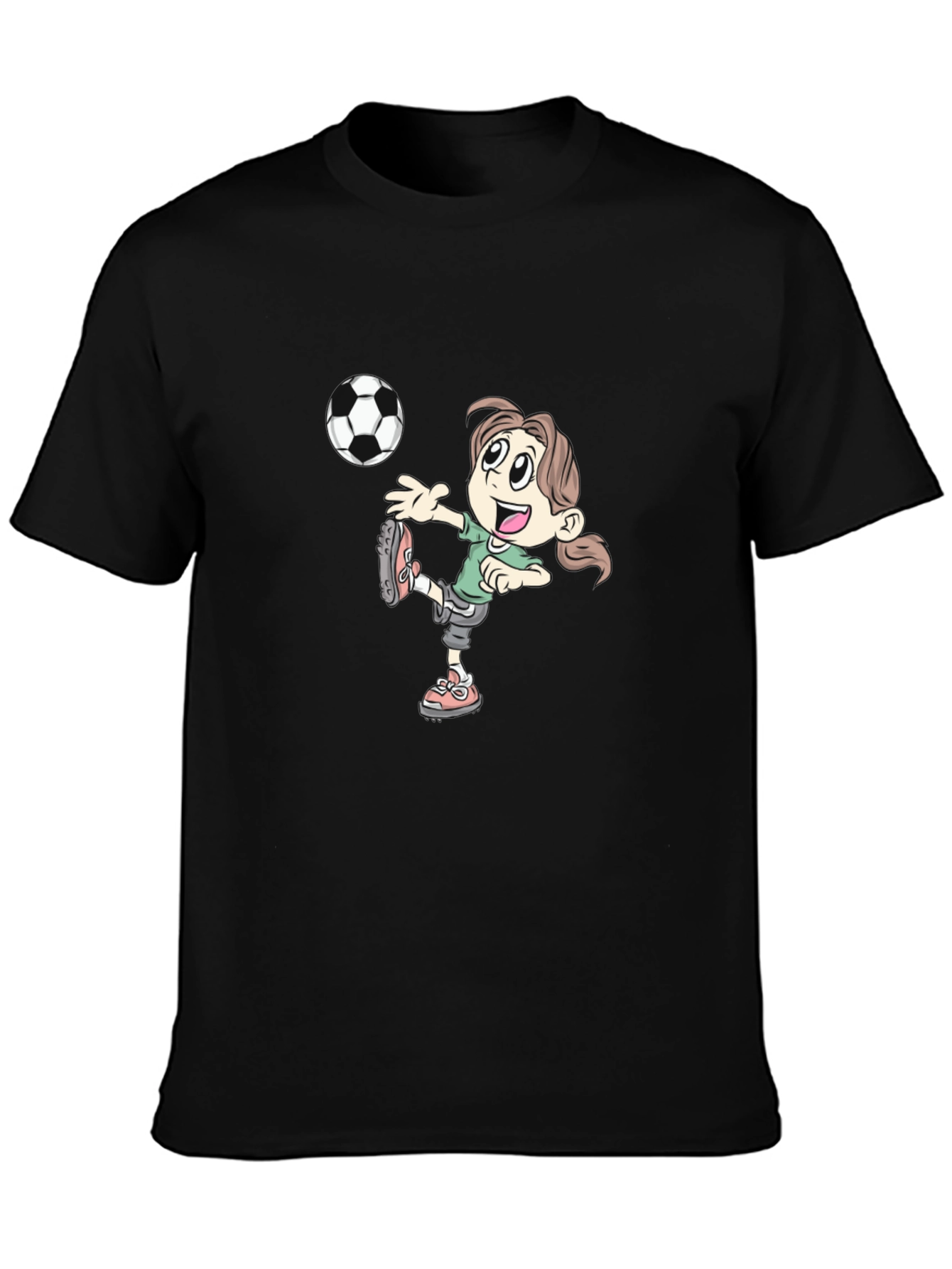 Soccer Girl Graphic Tee - Black Cotton T-Shirt