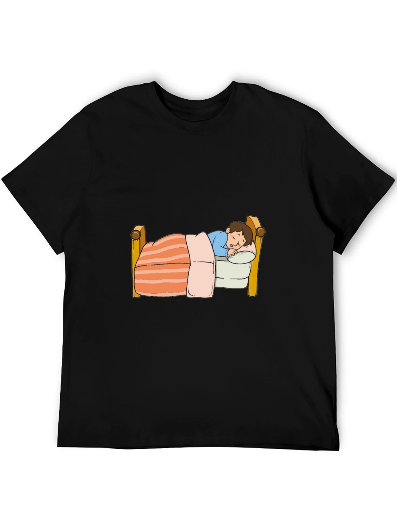 Sleepy Cartoon Character Graphic Black T-Shirt