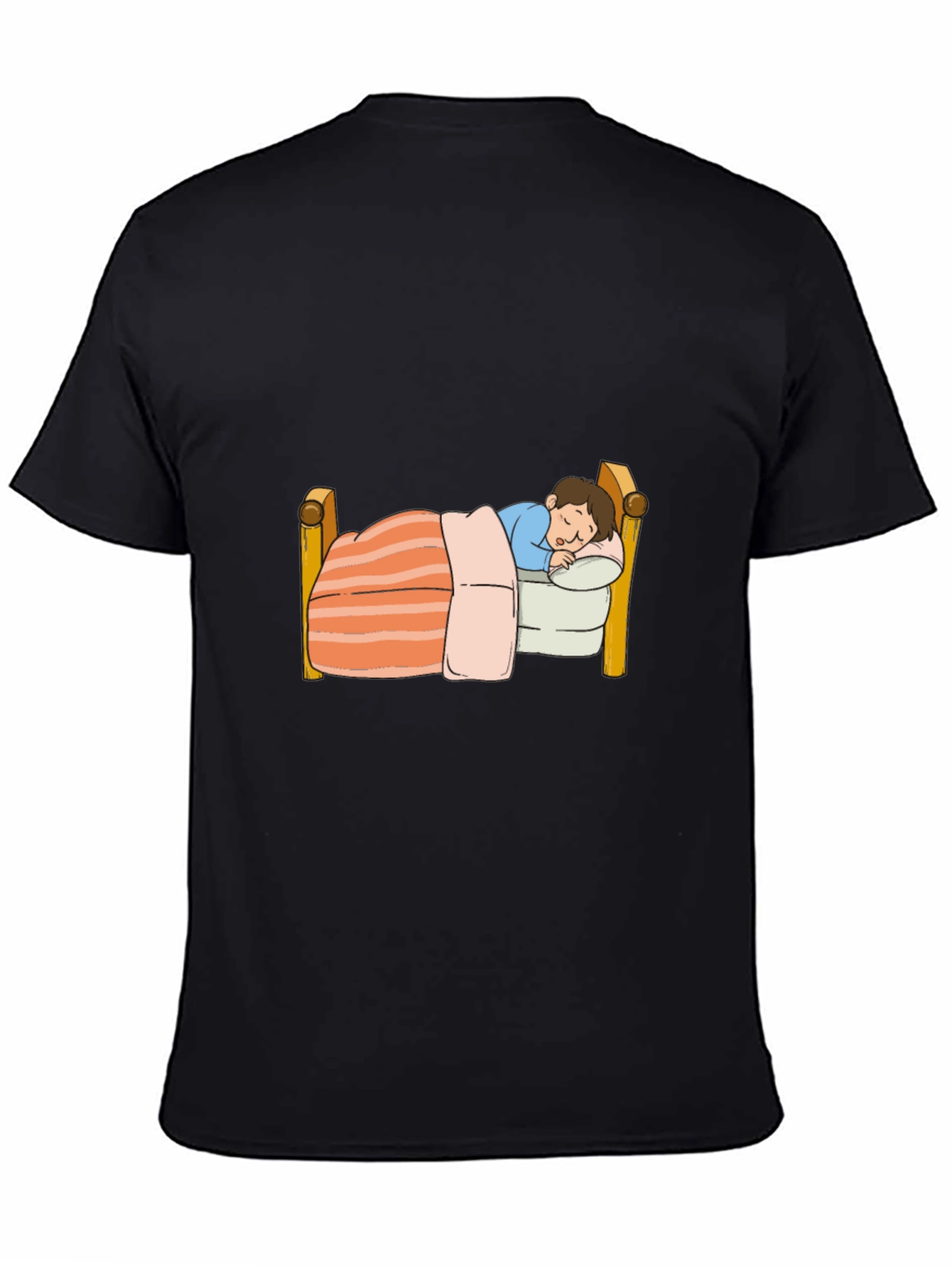 Sleepy Cartoon Character Graphic Black T-Shirt
