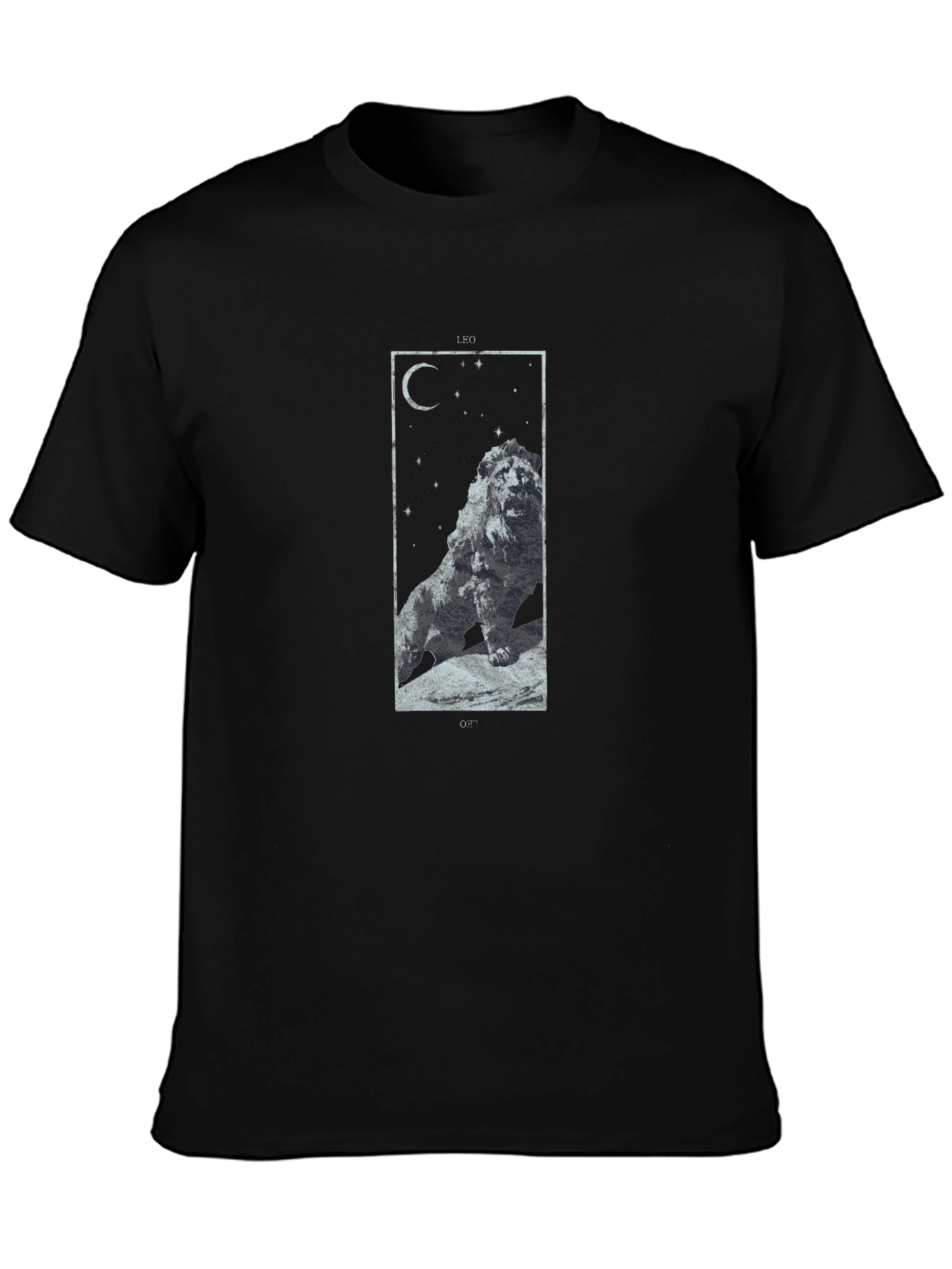 Lion Constellation Graphic Tee - Black Cotton T-Shirt