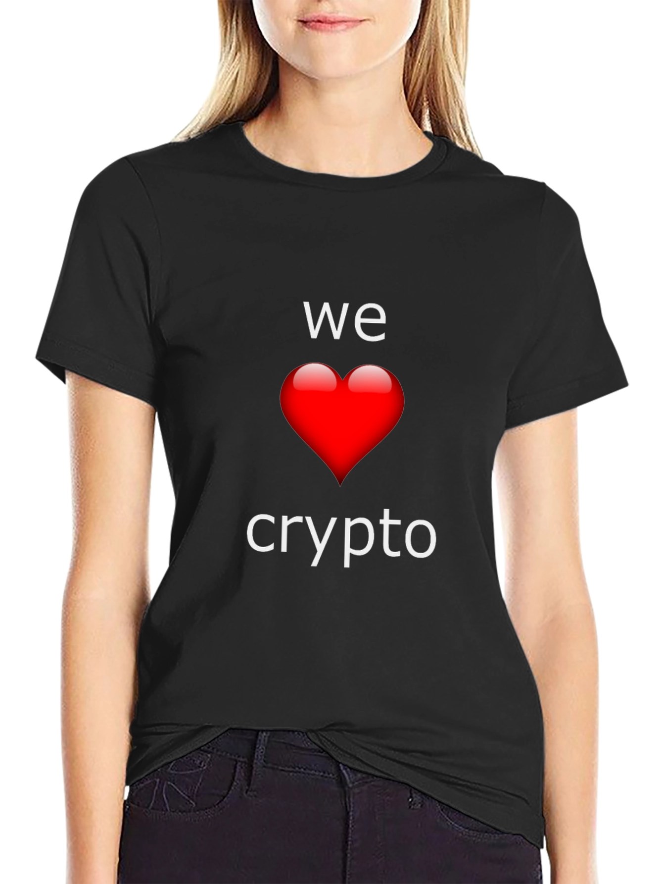 We Love Crypto T-Shirt - Black Crew Neck