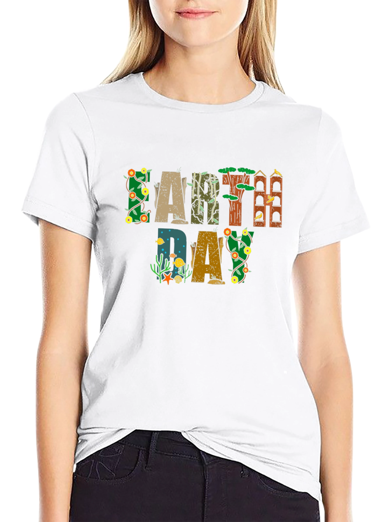 Earth Day Graphic Tee - Black Cotton Shirt