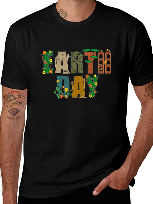 Earth Day Graphic Tee - Black Cotton Shirt