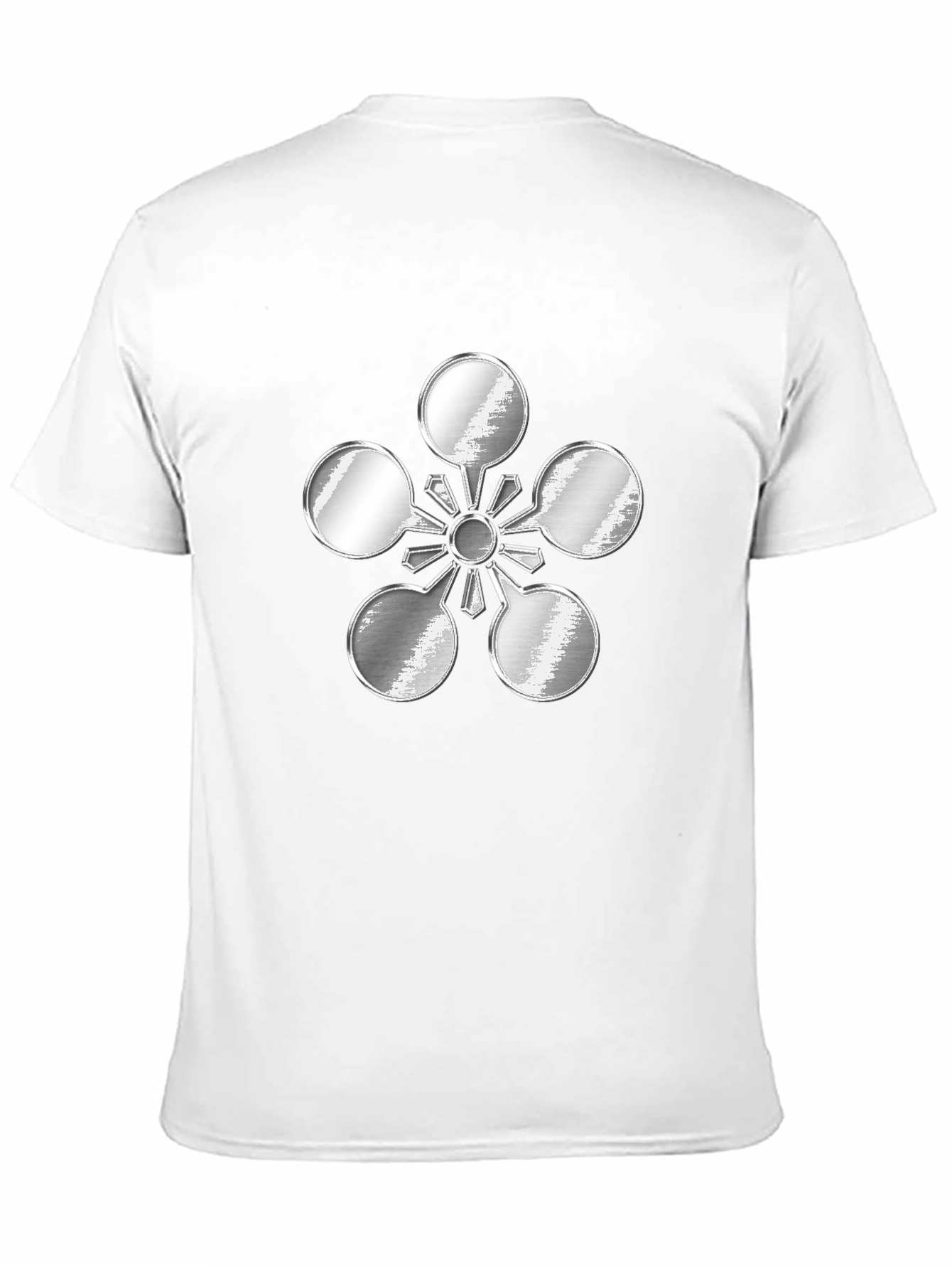 Abstract Metal Flower Design Black T-Shirt